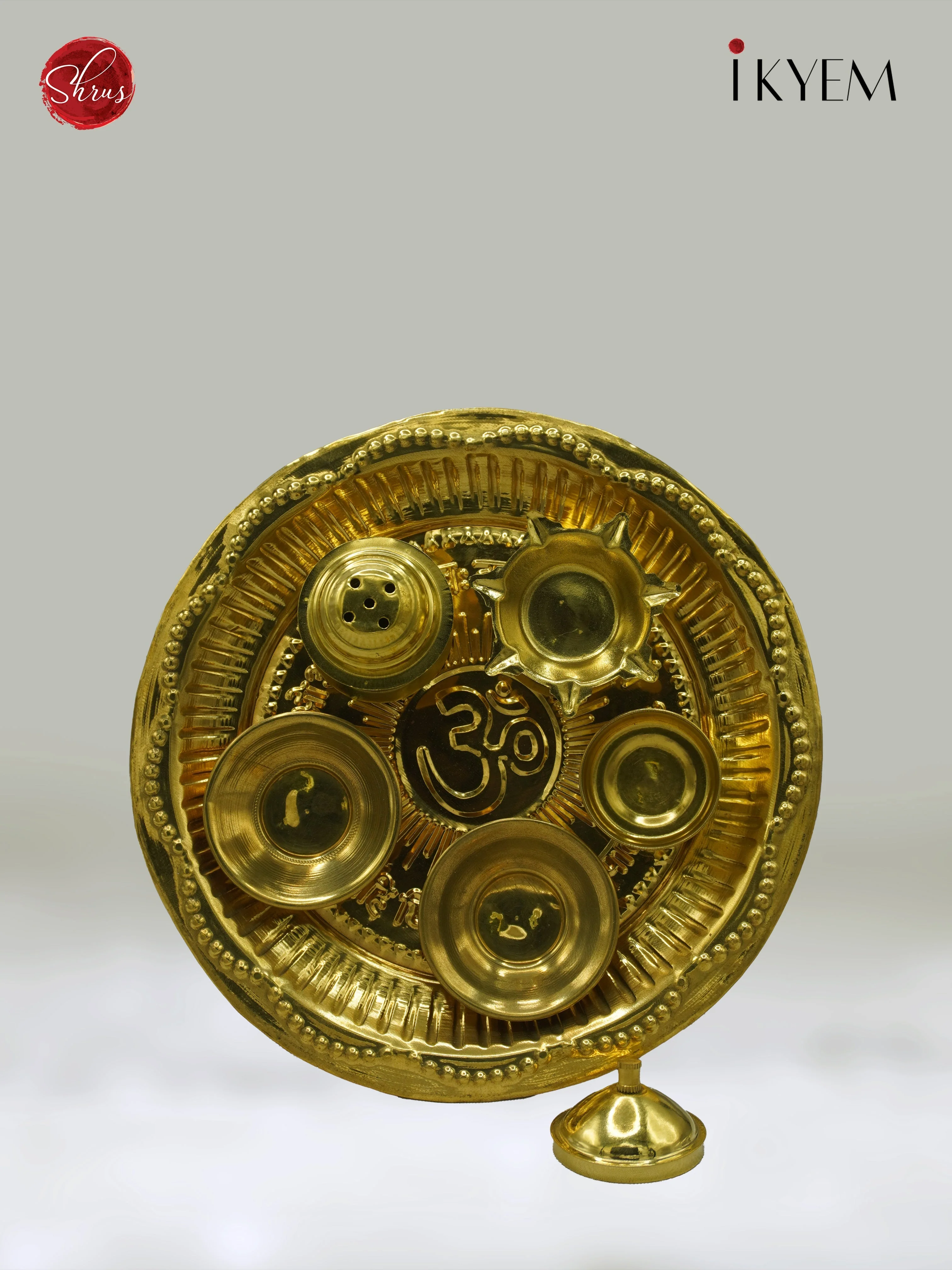 Brass Aarathi with kumkum , incense stand - Pooja Article