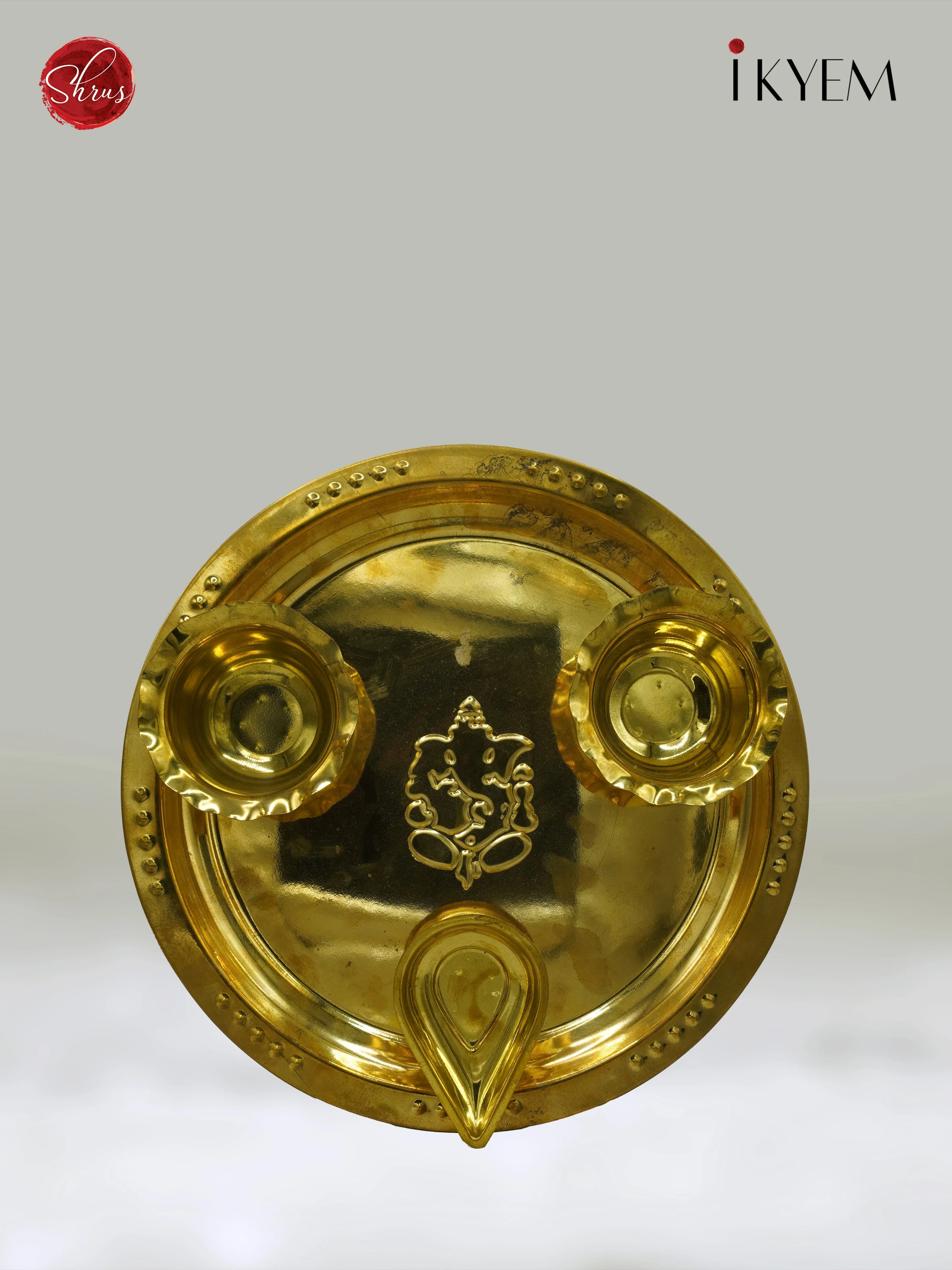 Aarathi with Kumkum Brass Plate - Pooja Article - Image 3