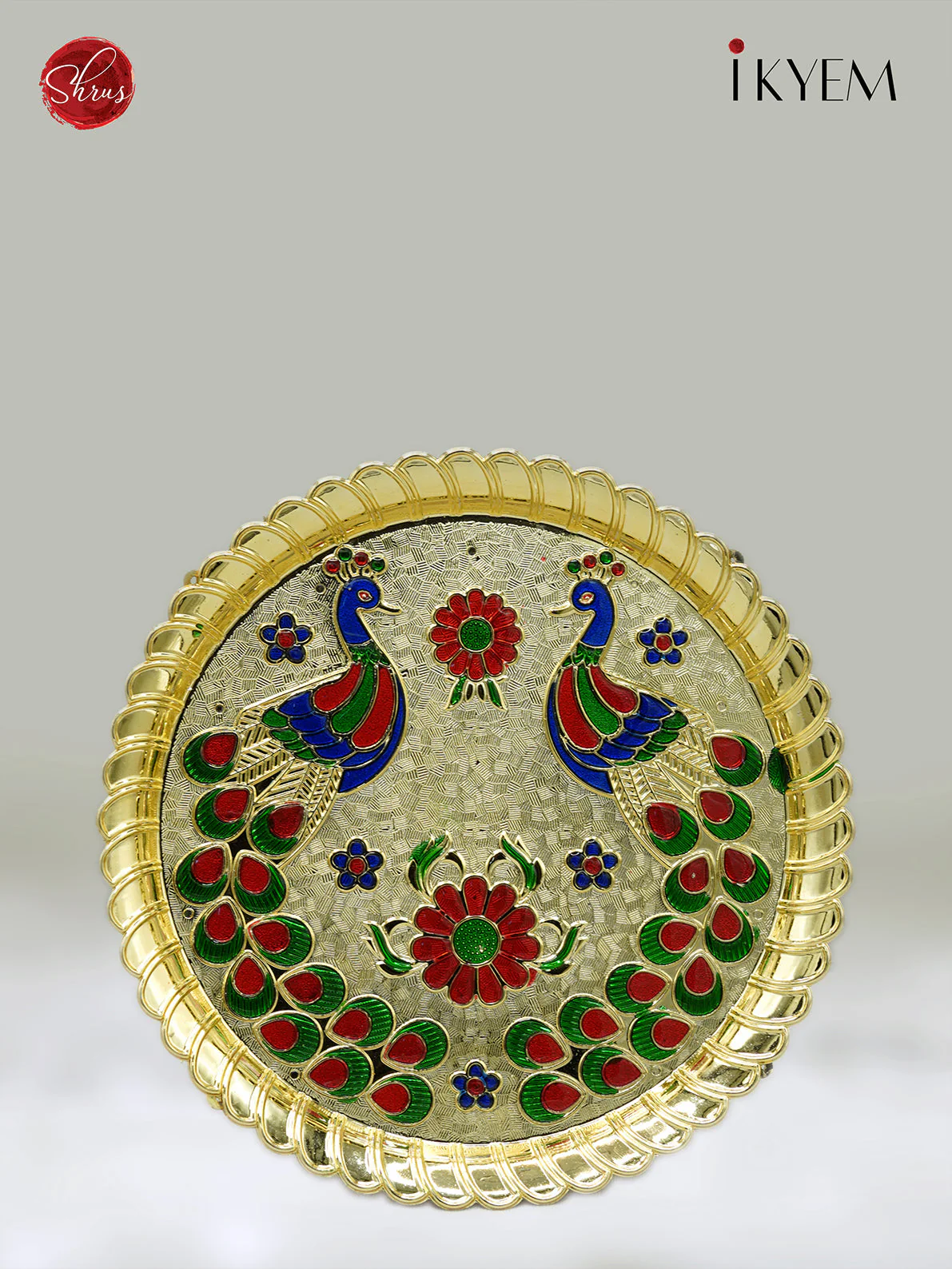Meenakari Pooja Thali Plate - Pooja Article