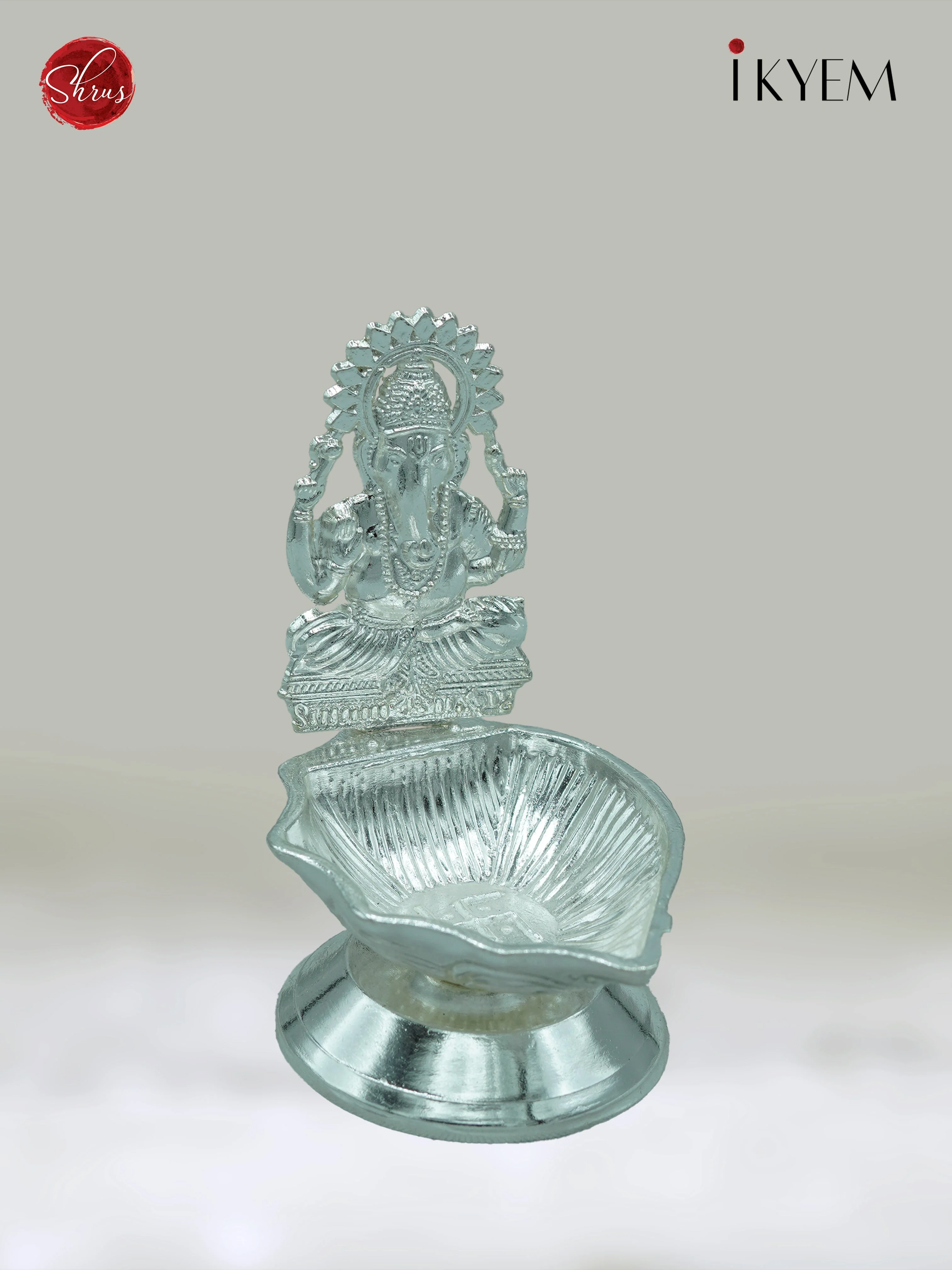 Silver Plated Ganesha Lamp - Pooja Article - Image 4