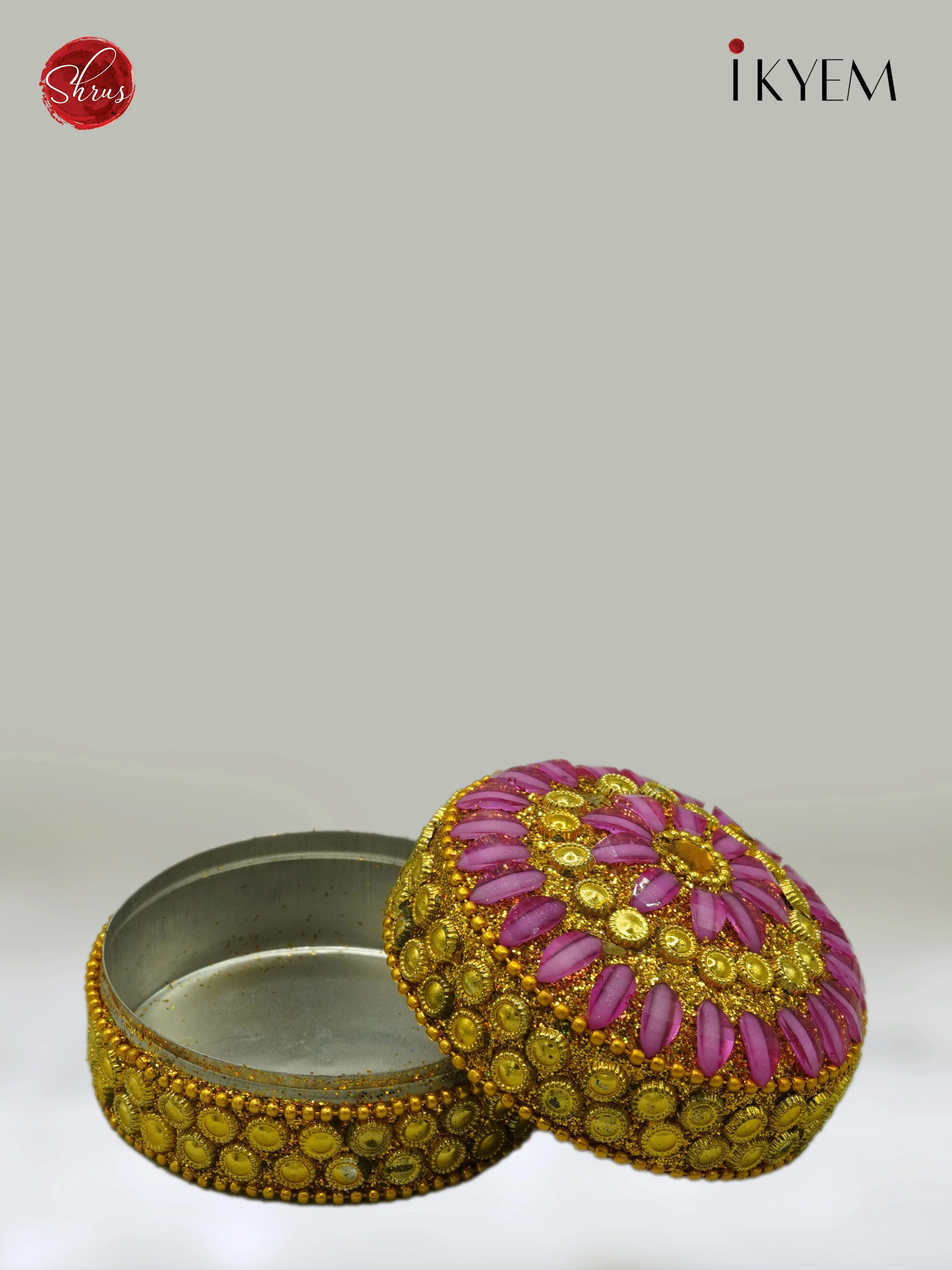 Decorative Colourful Stone Kumkum Box - Image 2