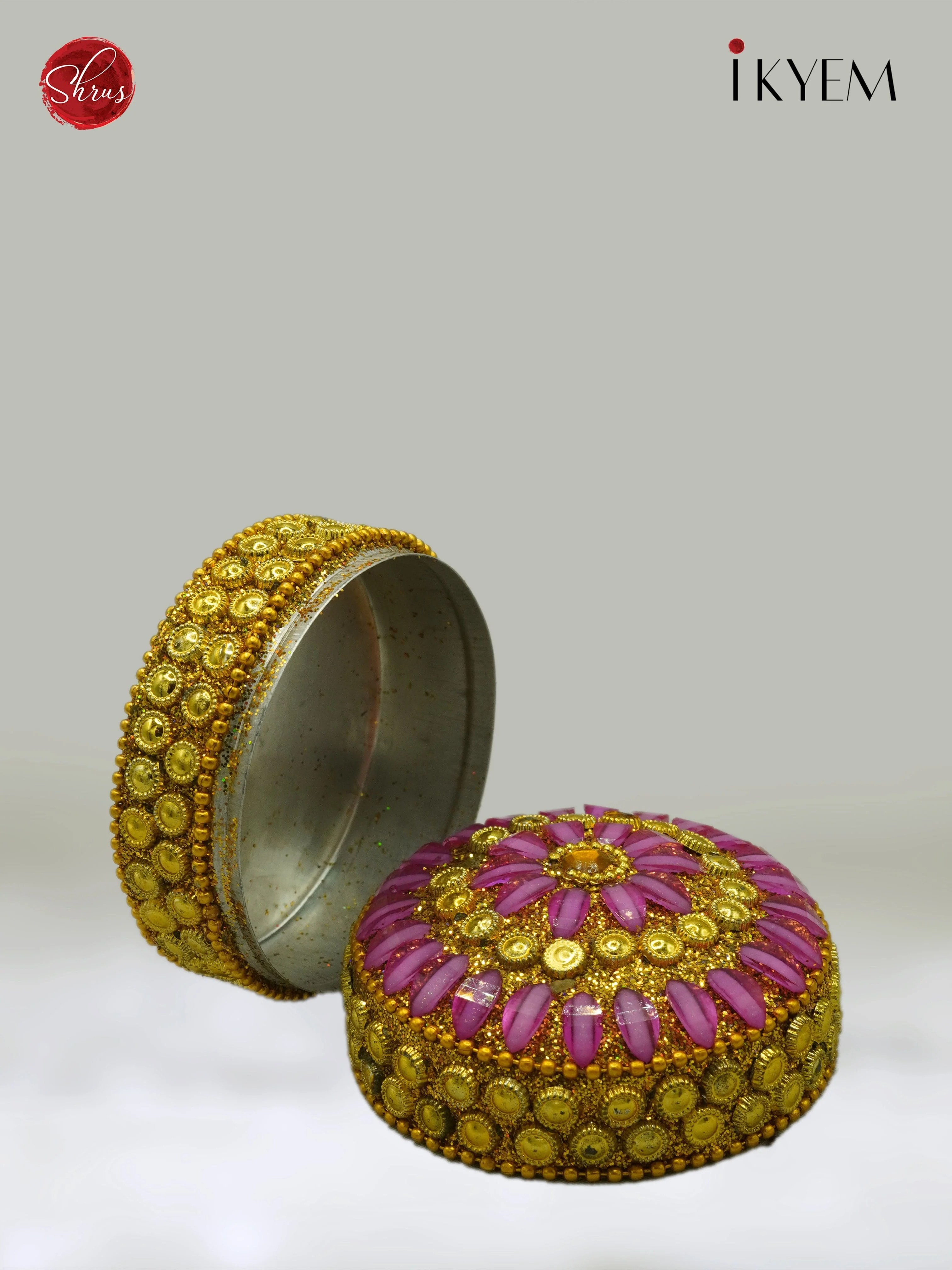 Decorative Colourful Stone Kumkum Box - Image 3