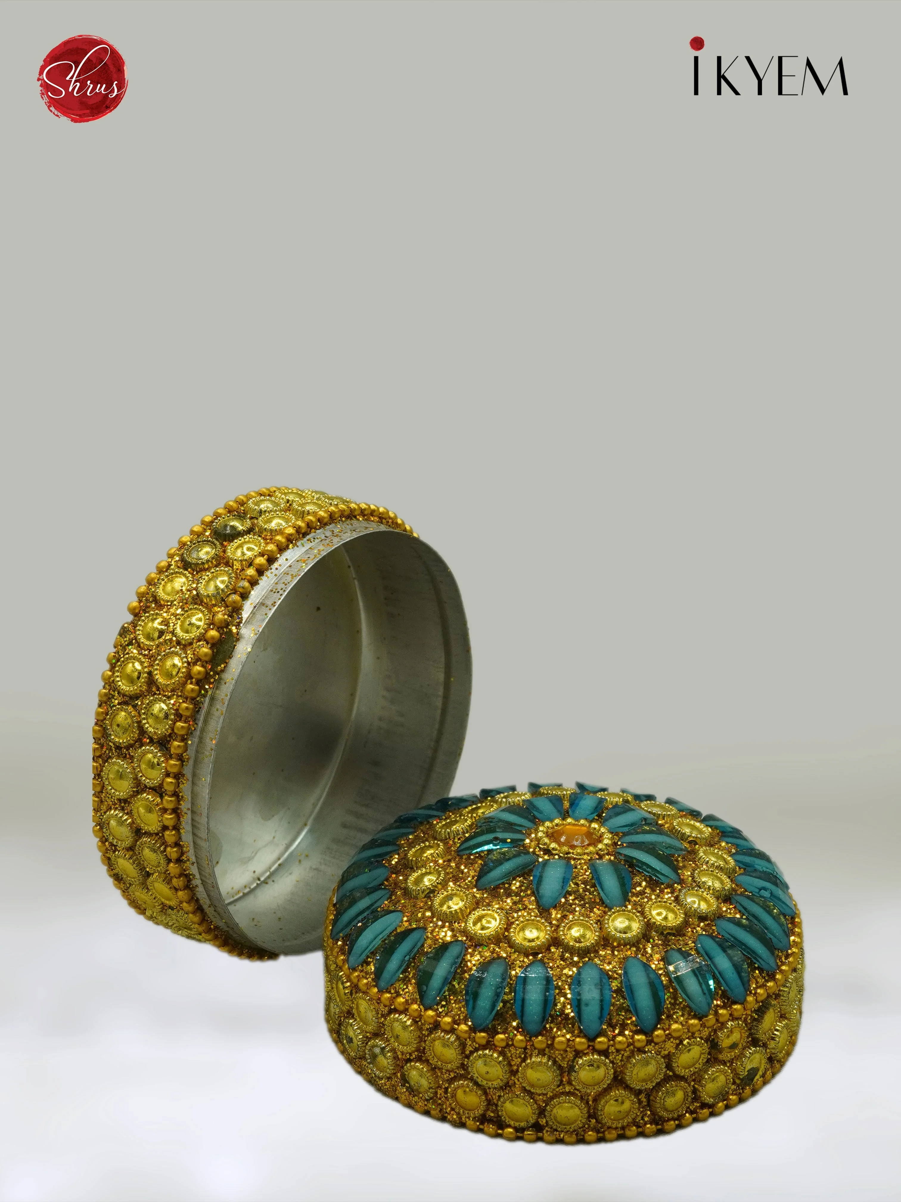 Decorative Colourful Stone Kumkum Box - Image 3