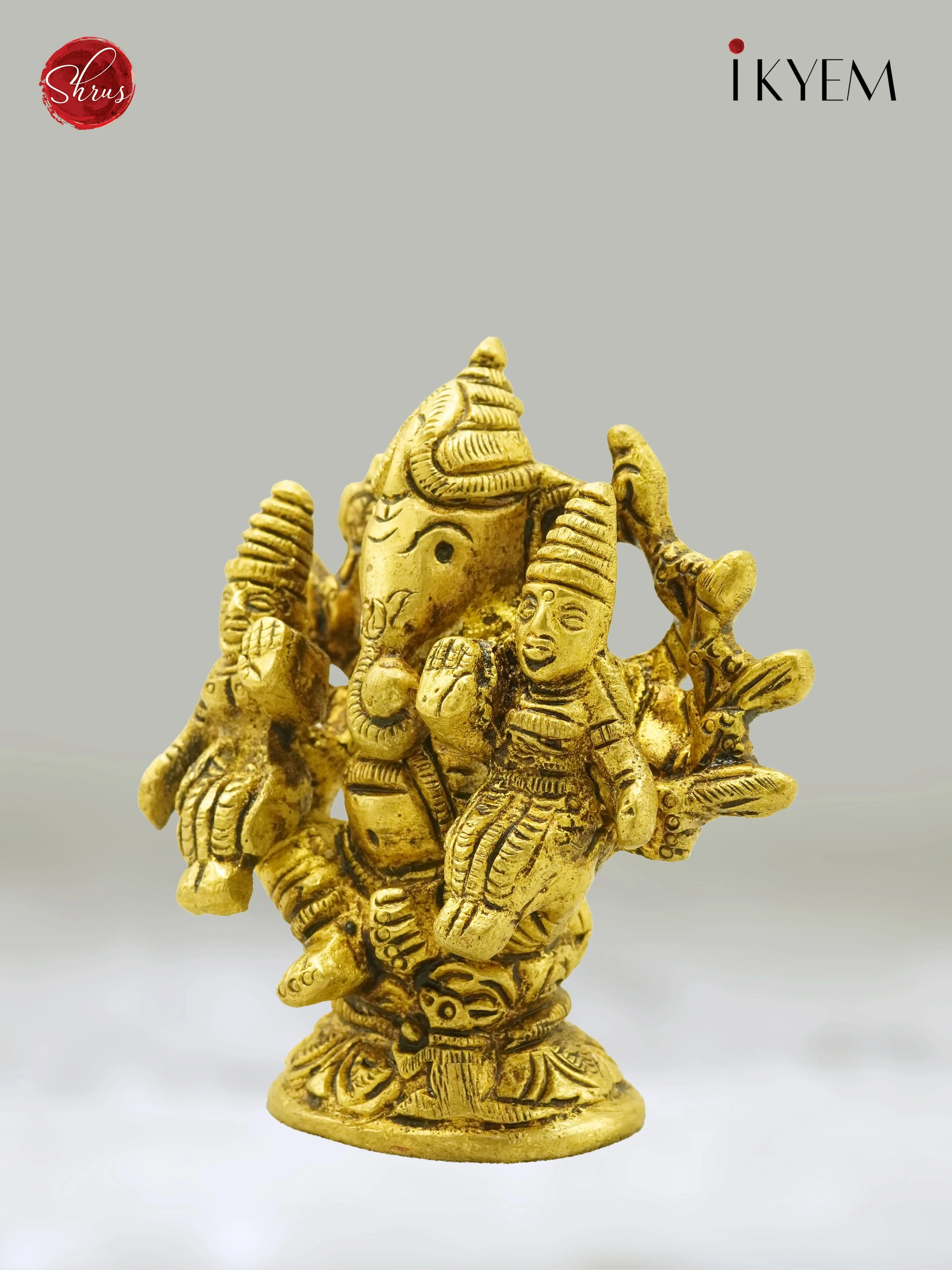 Riddhi Siddhi Ganesh Brass Idol - Image 3