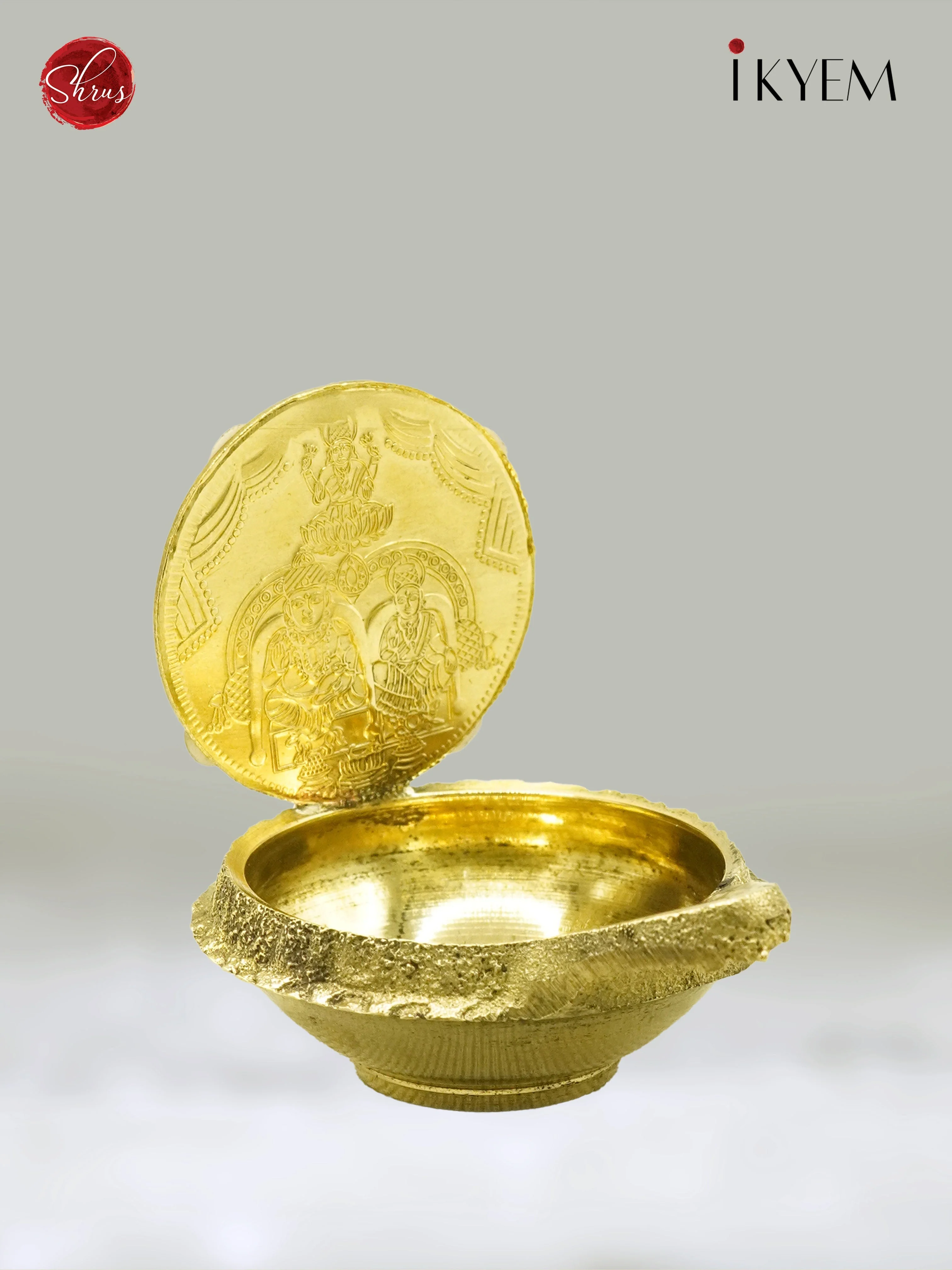 Brass Single Coin Diya - 3K22049 - Image 2