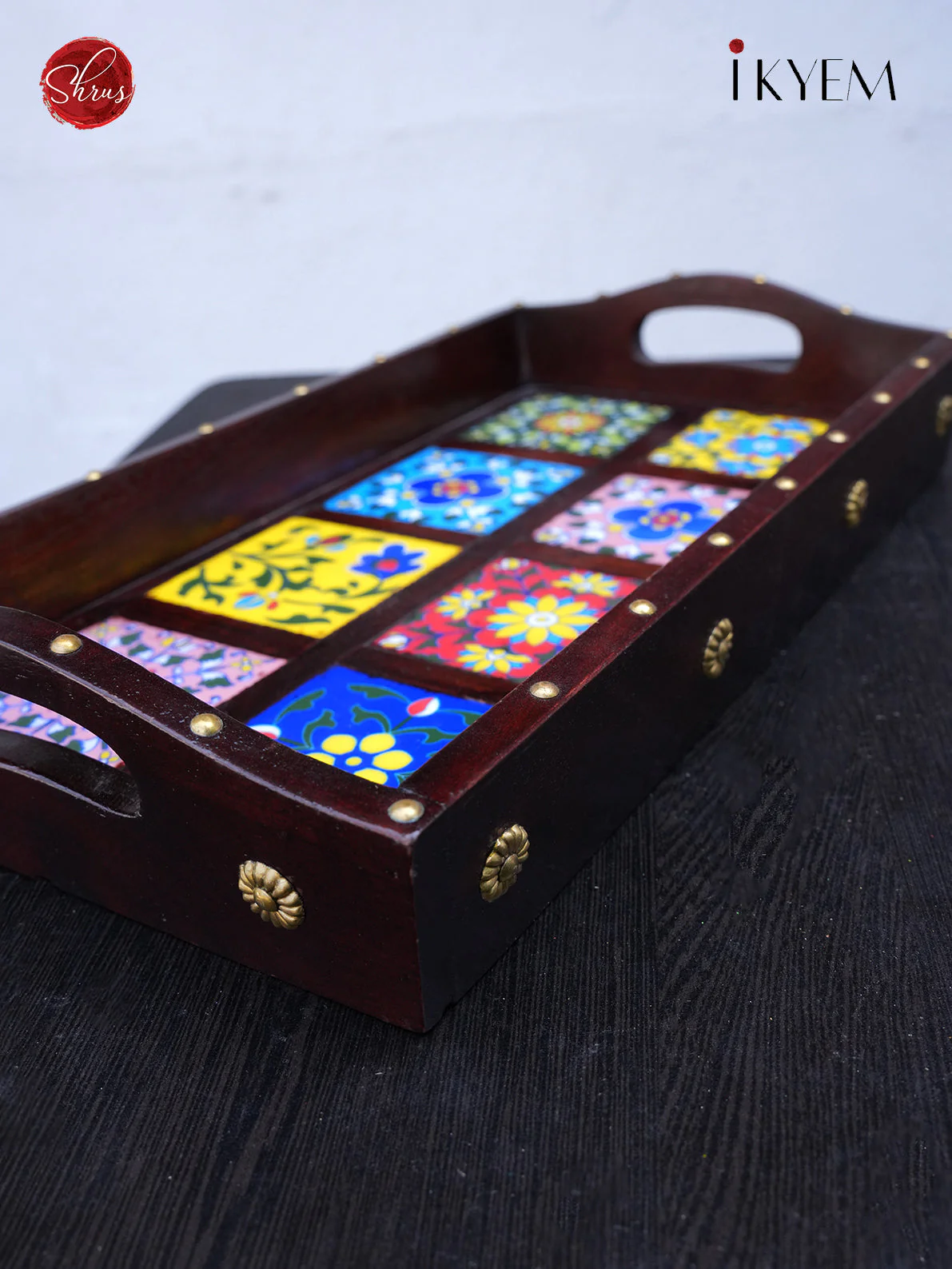 Multicolor Designed Wooden Tray - Image 2
