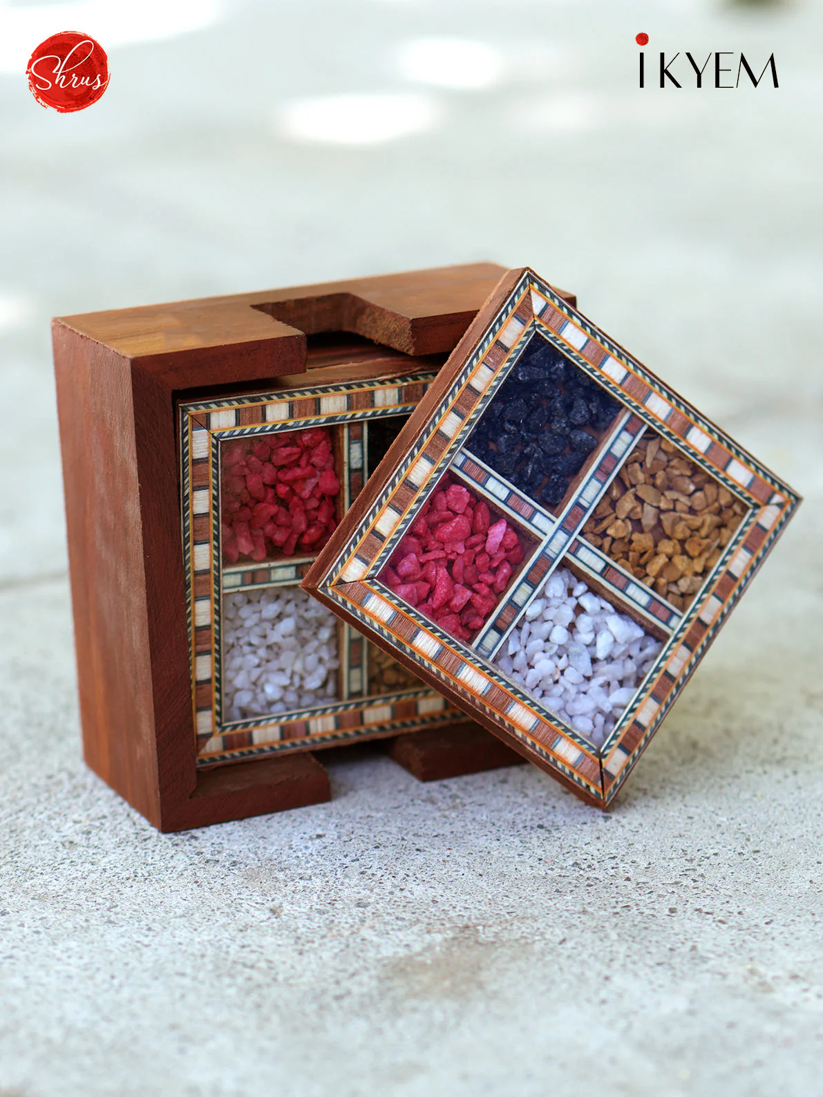 Wooden Coaster Set With Stand - Image 3
