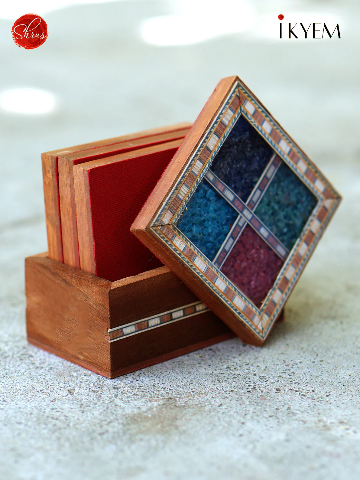 Wooden Coaster Set With Stand - Image 2