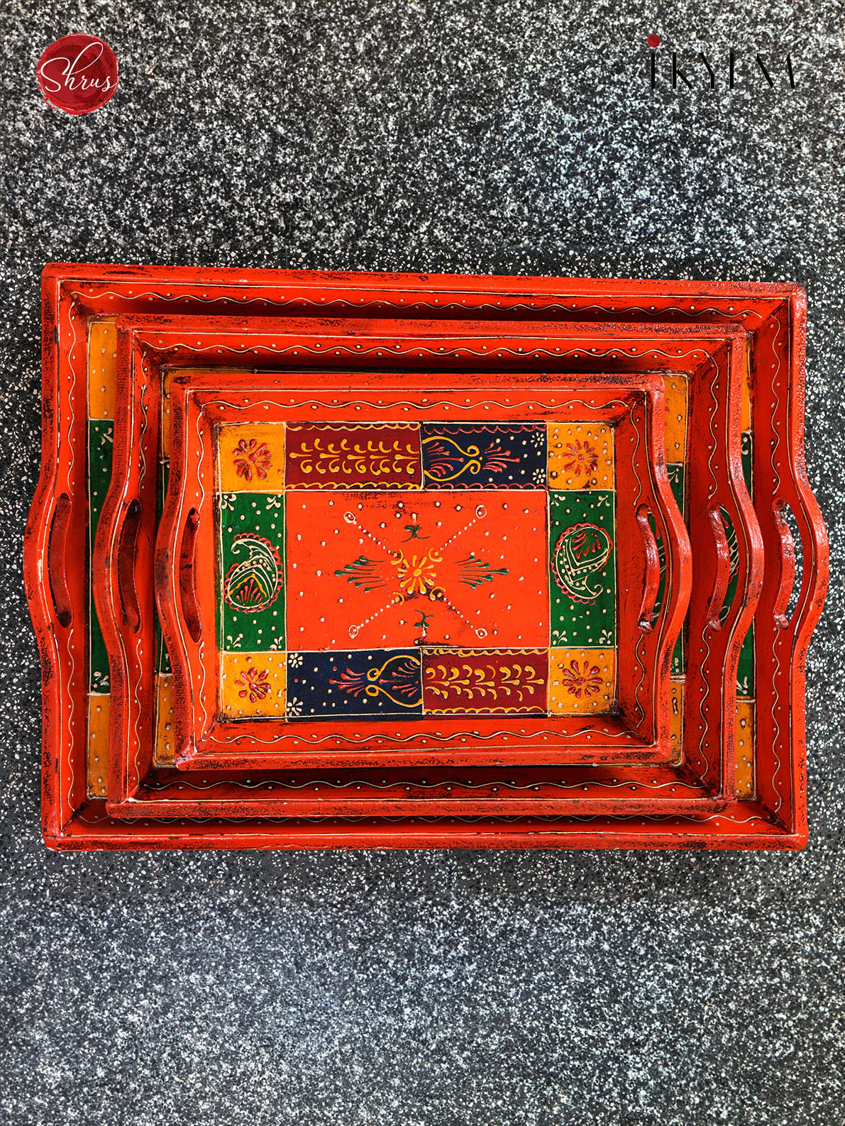 Hand painted wooden trays - Image 2