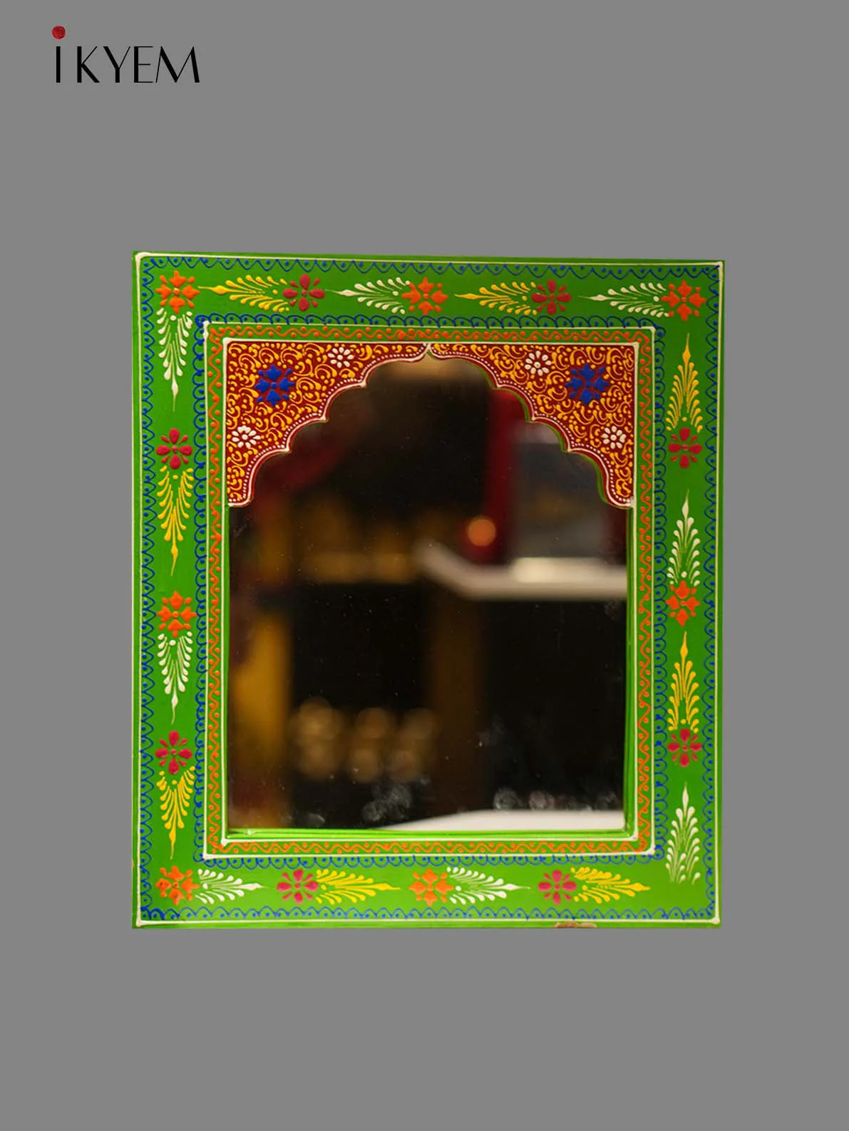 Mirror with wooden handpainted frame