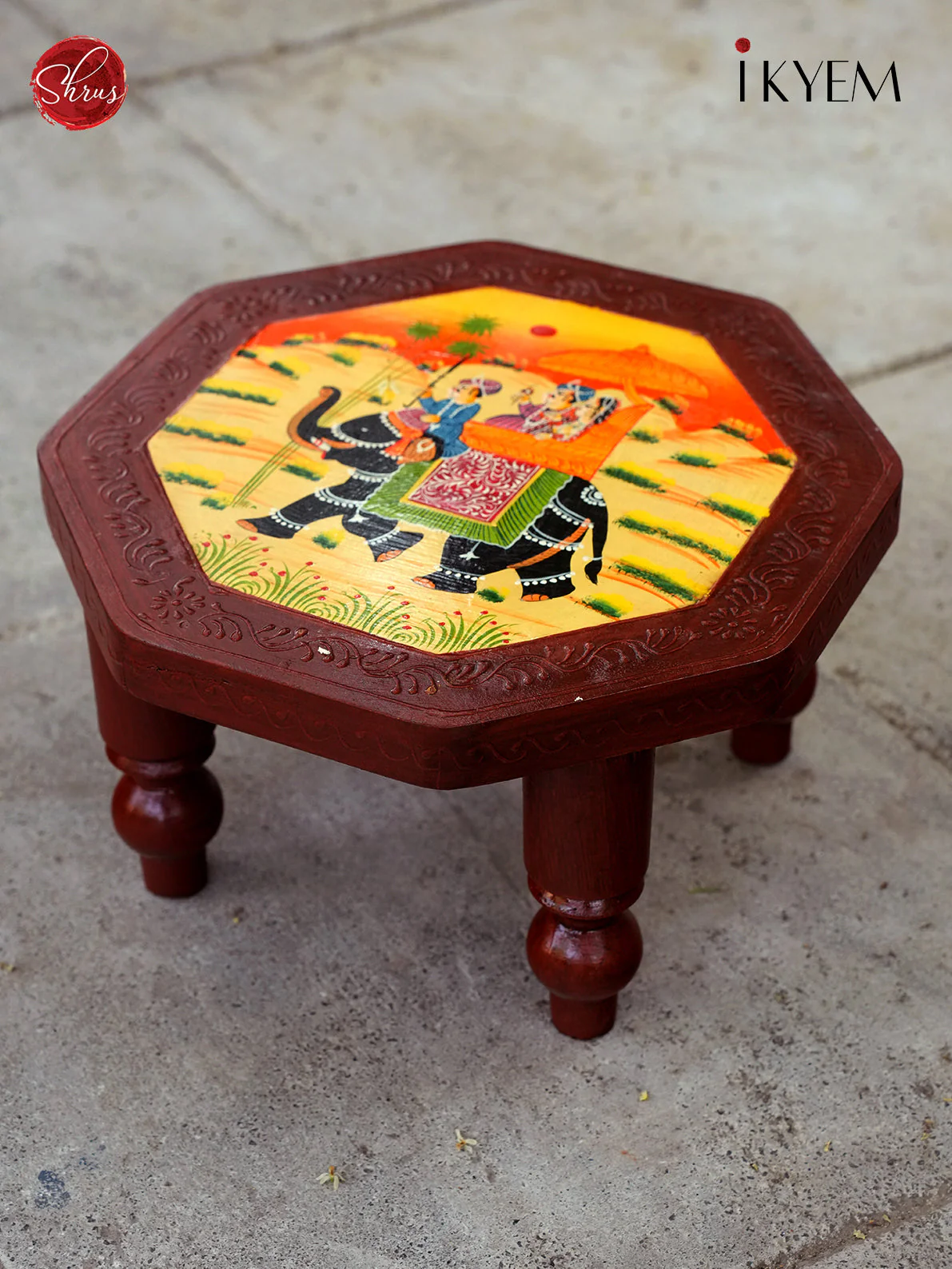 Handpainted Wooden Stool - Image 2