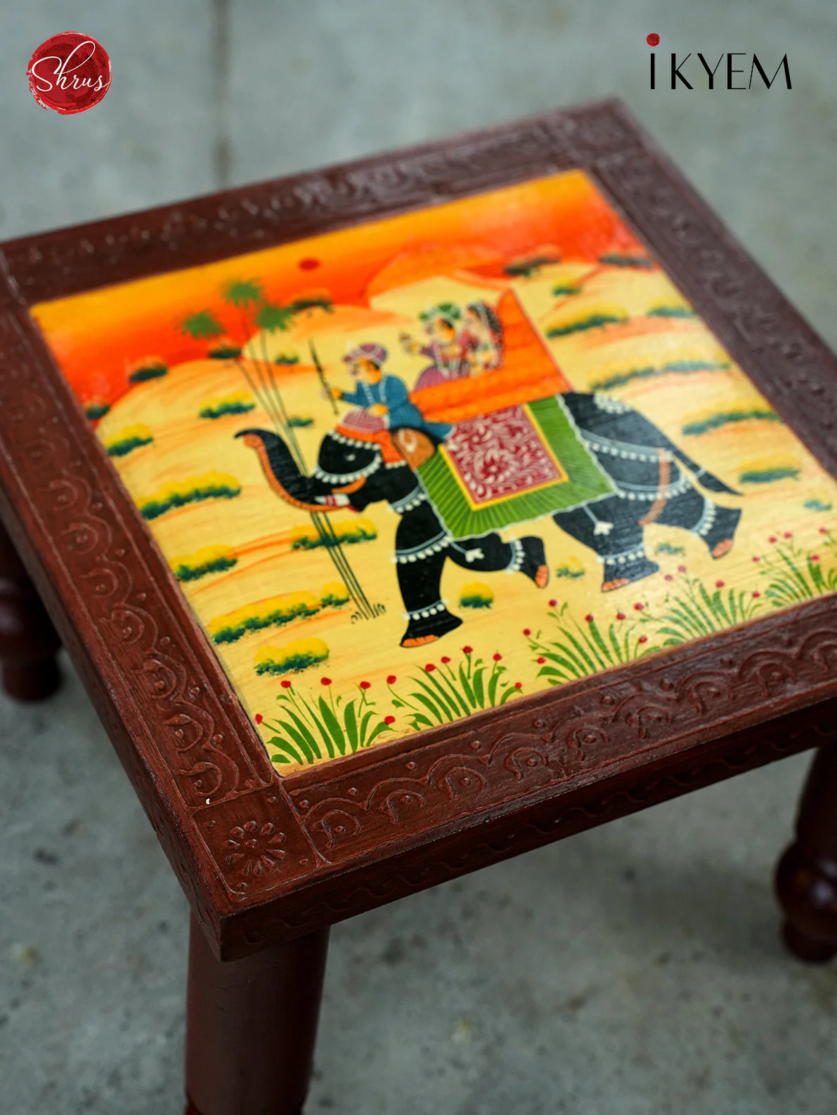 Handpainted Wooden Stool - Image 2