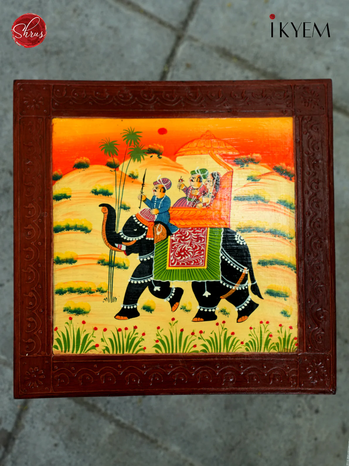 Handpainted Wooden Stool - Image 3
