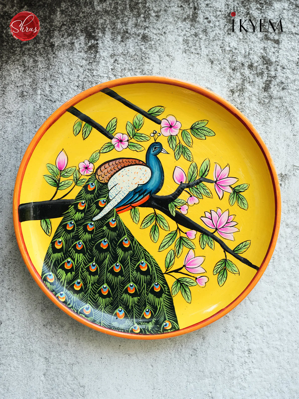 Handpainted Peacock wall plate