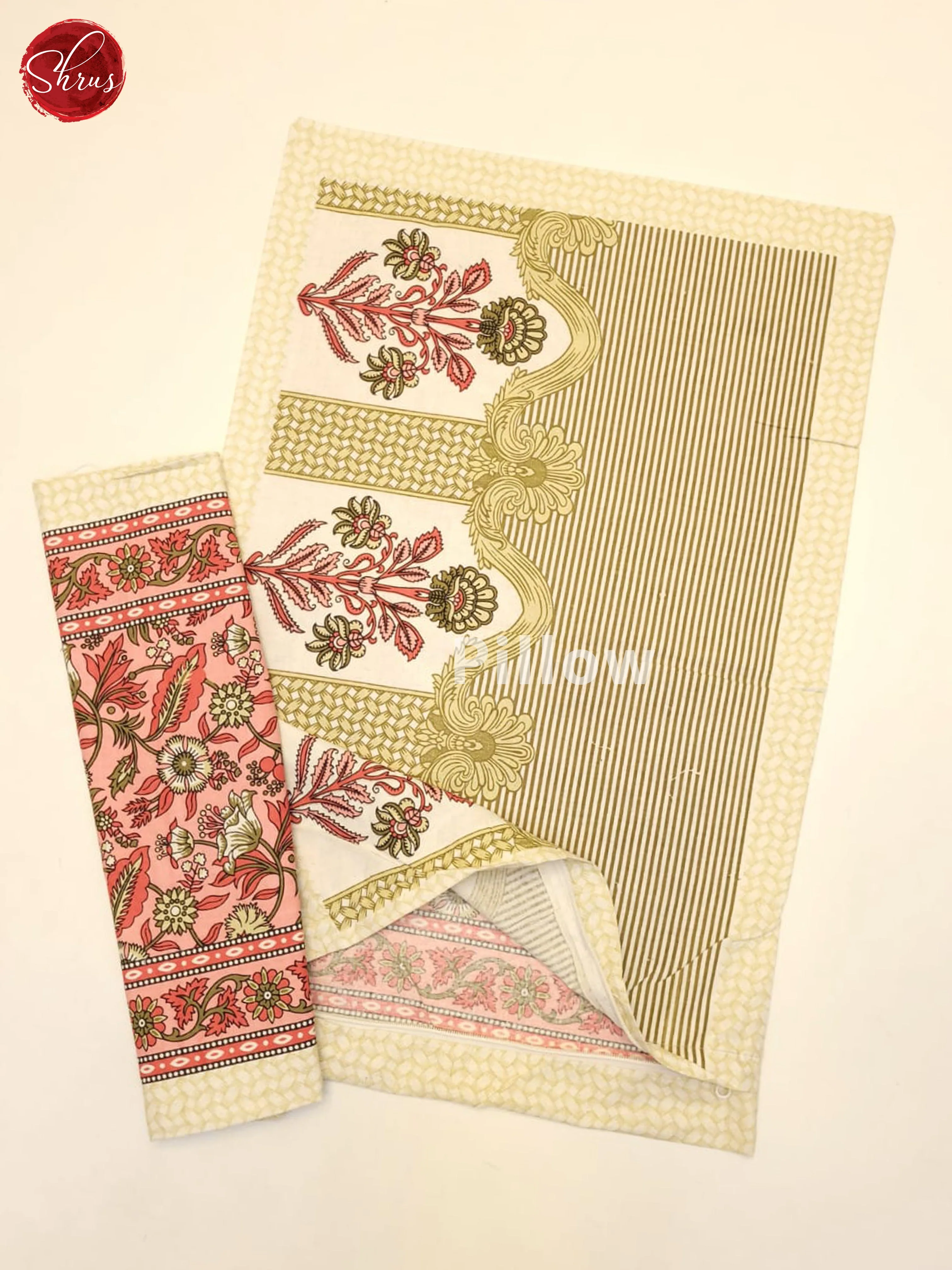 Pink & Cream- Jaipuri Printed Double Bed Spread - Image 3