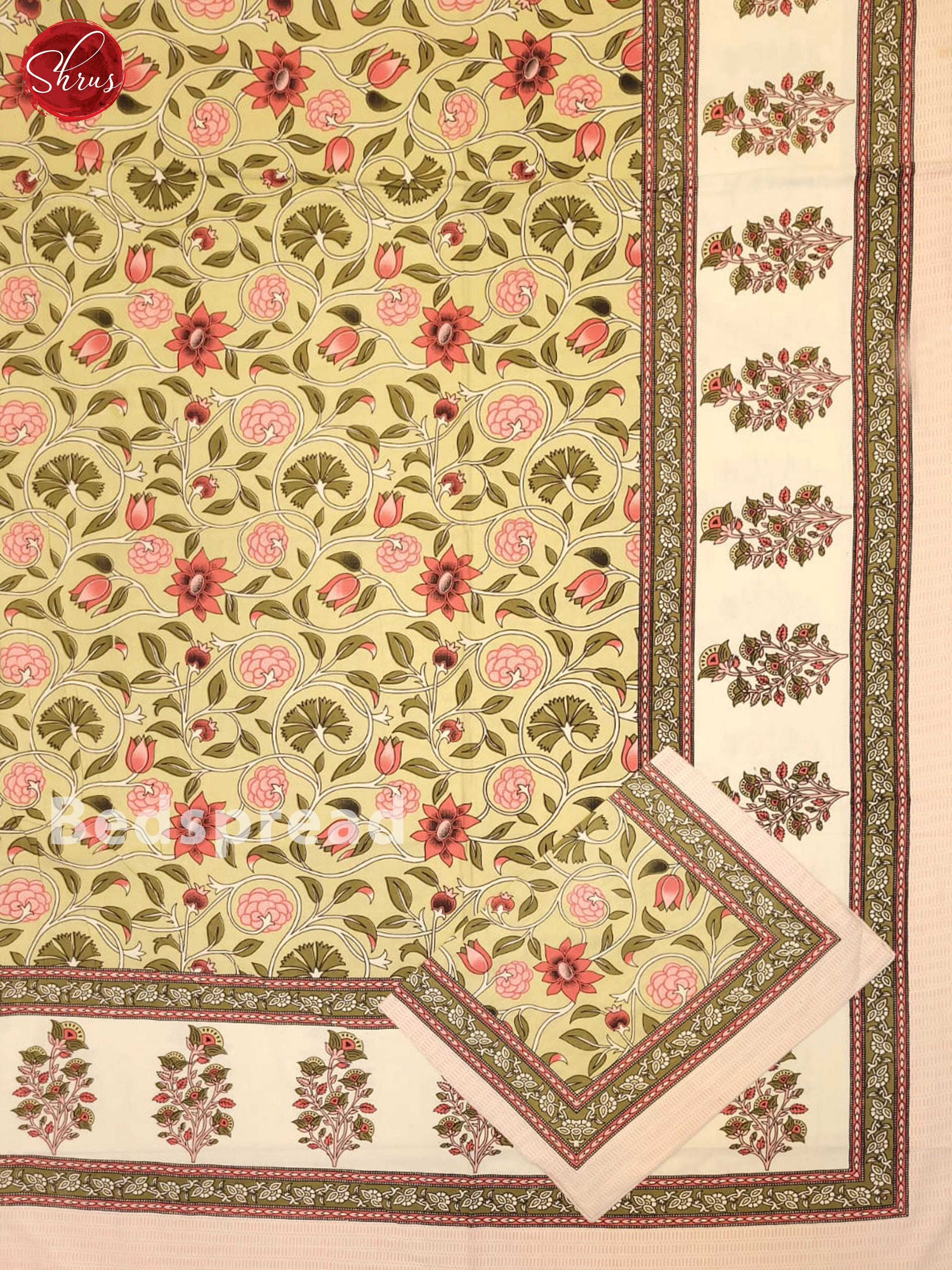 Green & Pink - Jaipuri Printed Double Bed Spread - Image 2