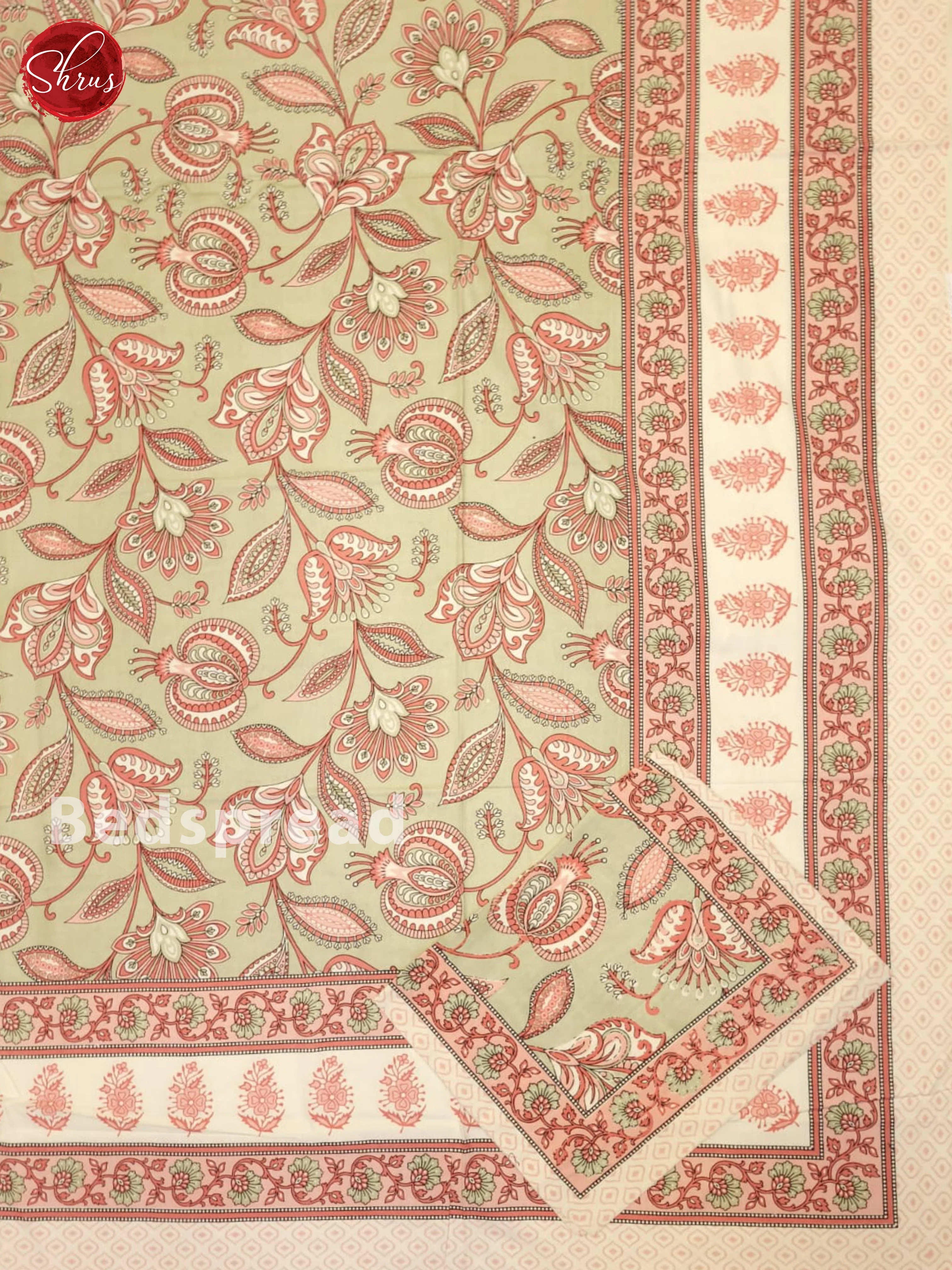 Grey & Cream - Jaipuri Printed Double Bed Spread - Image 2