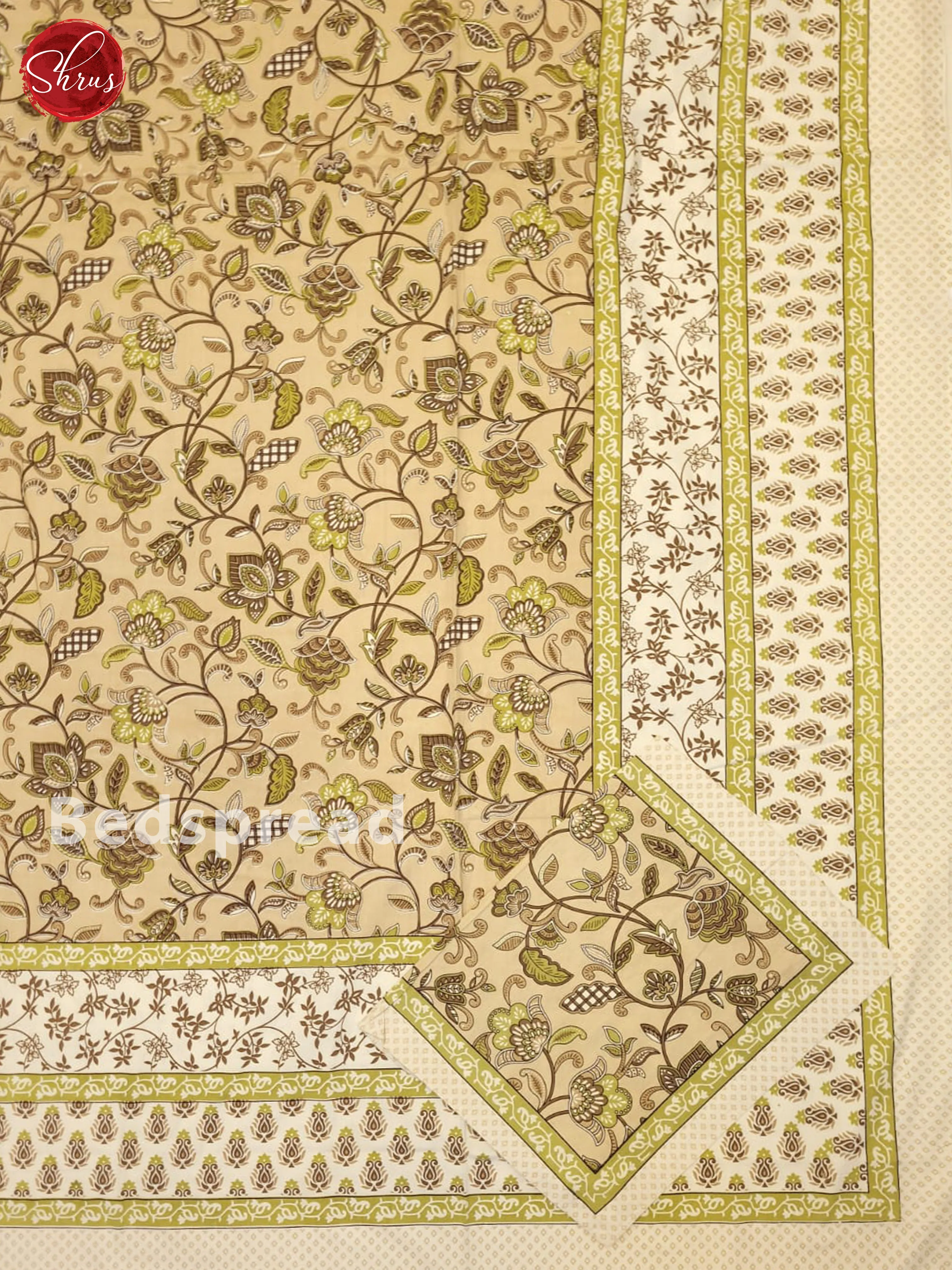 Brown & Cream - Jaipuri Printed Double Bed Spread - Image 2