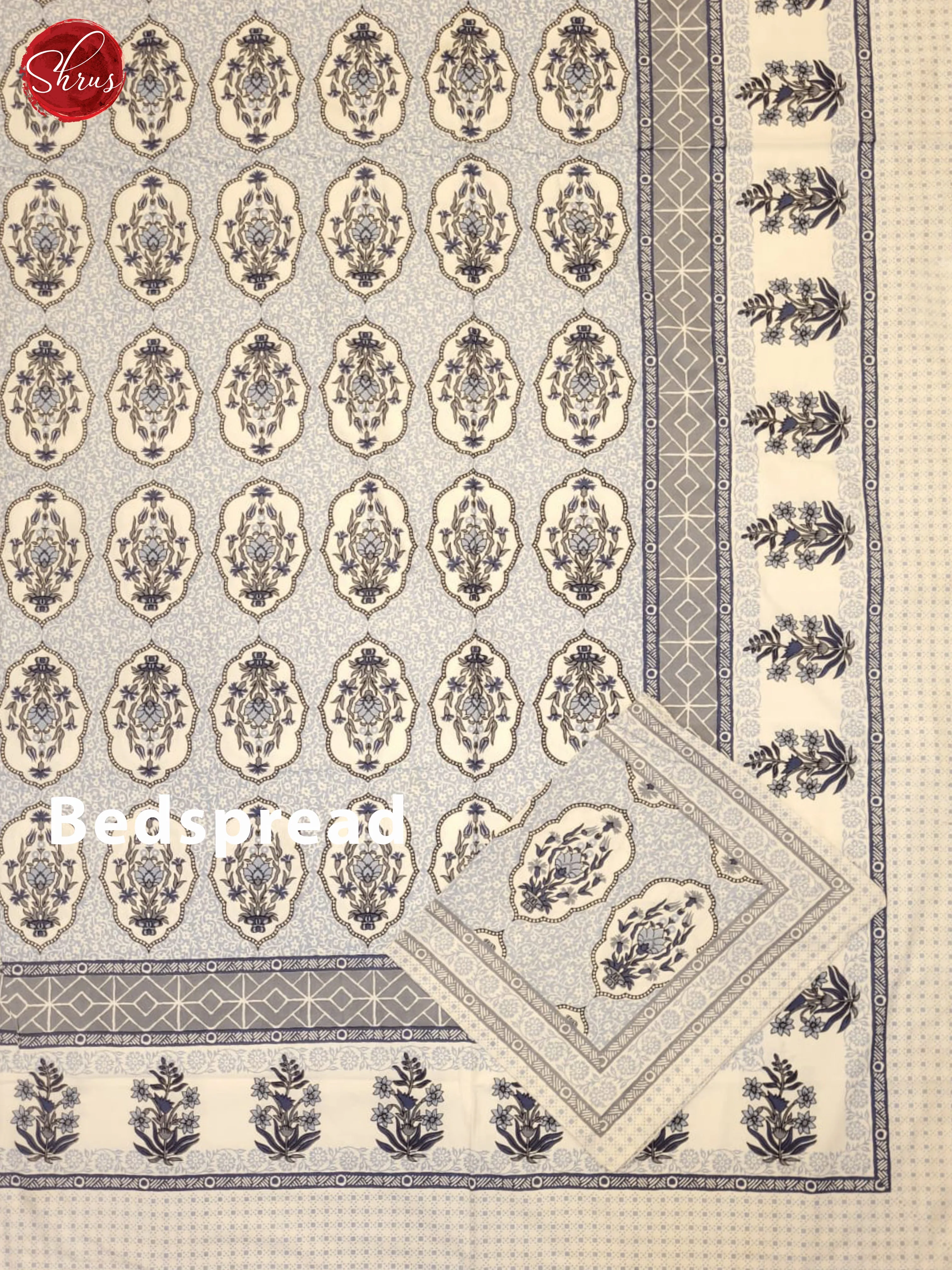 Blue & Grey - Jaipuri Printed Double Bed Spread - Image 2