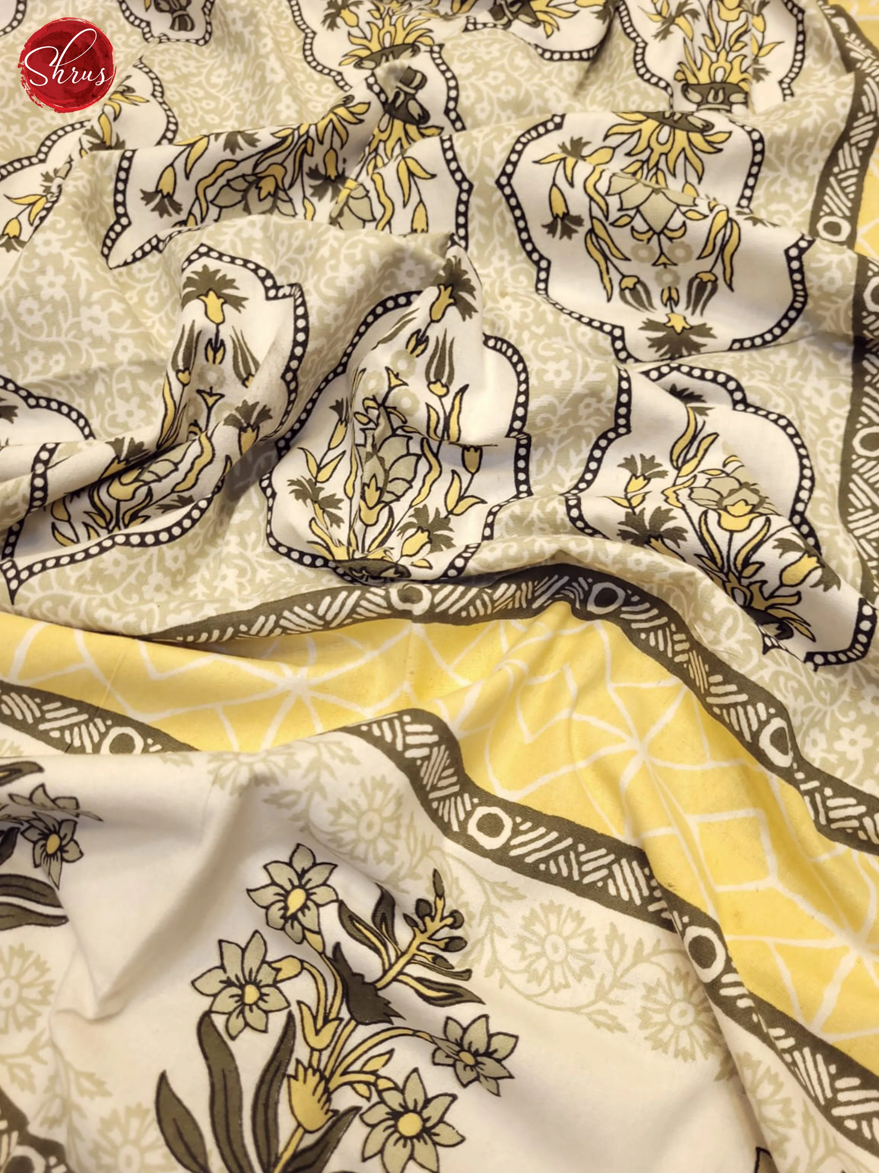 Cream & Grey - Jaipuri Printed Double Bed Spread