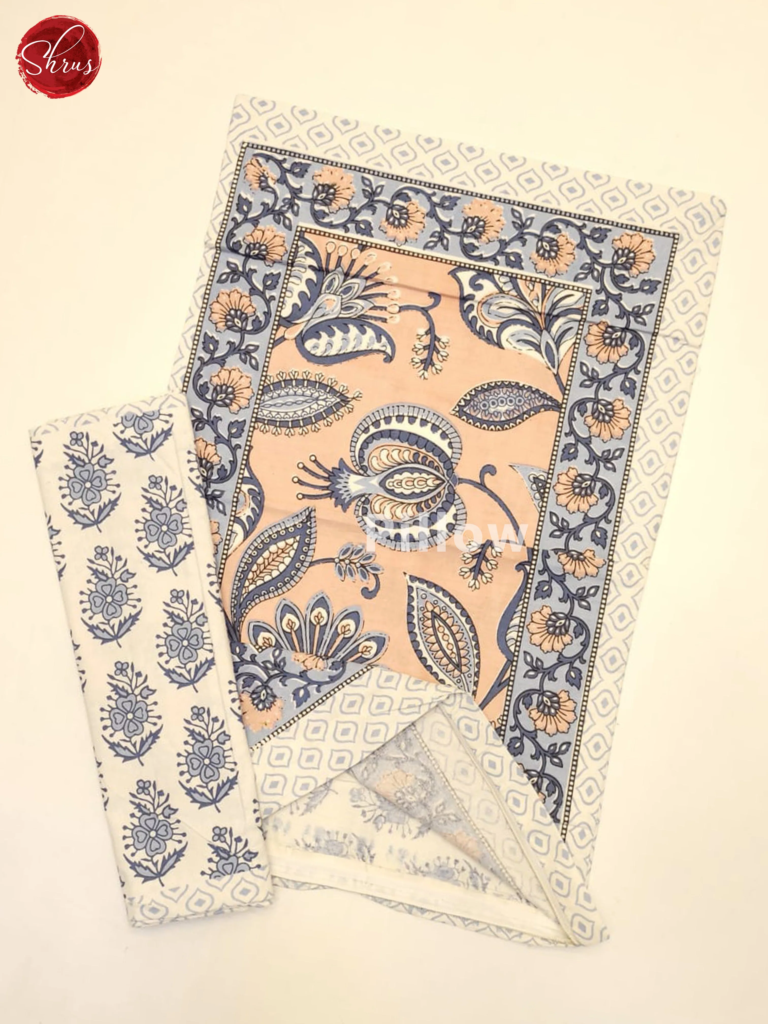 Dusty Pink & Cream - Jaipuri Printed Double Bed Spread - Image 3
