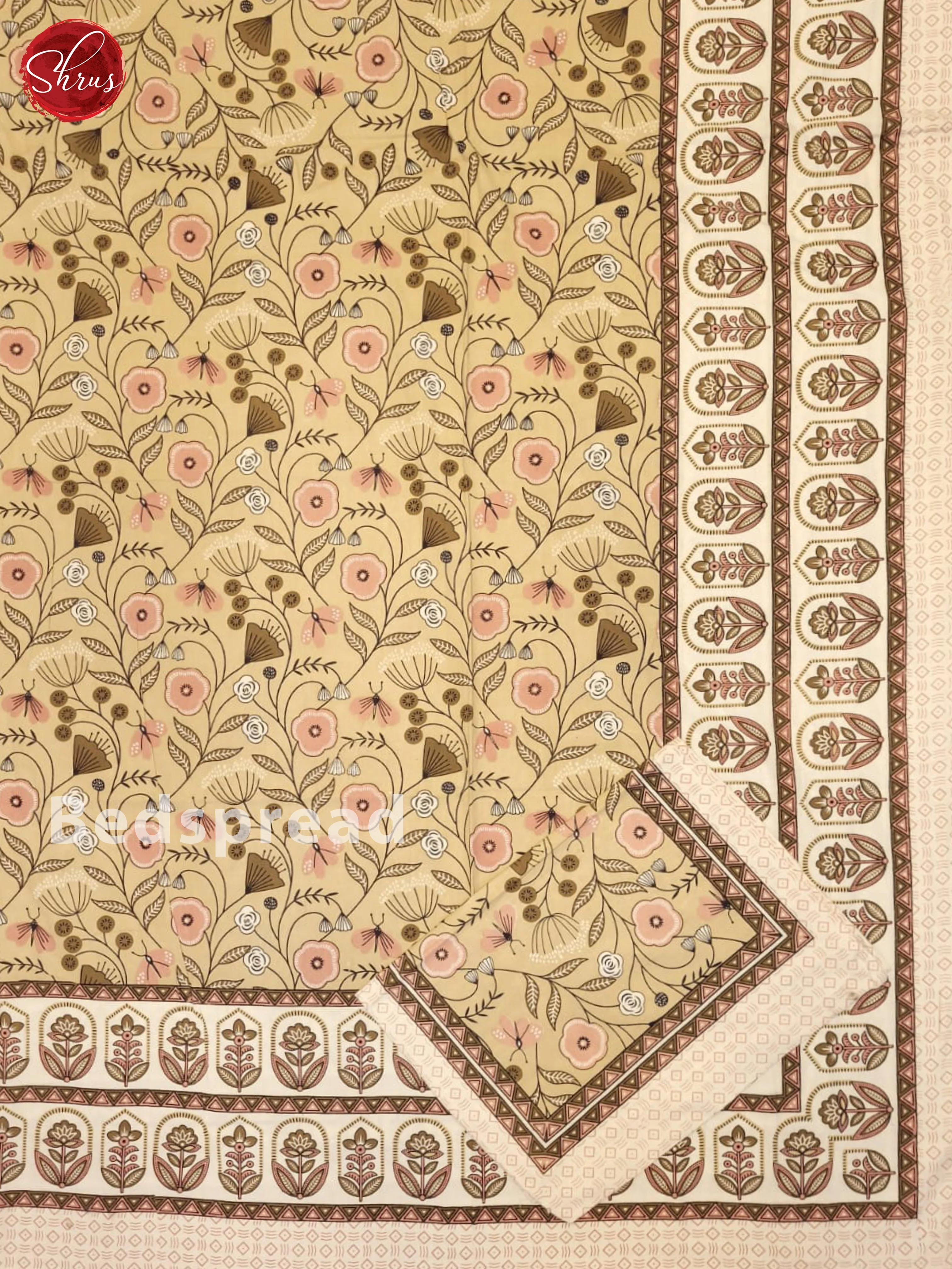 Brown & Cream- Jaipuri Printed Double Bed Spread - Image 2