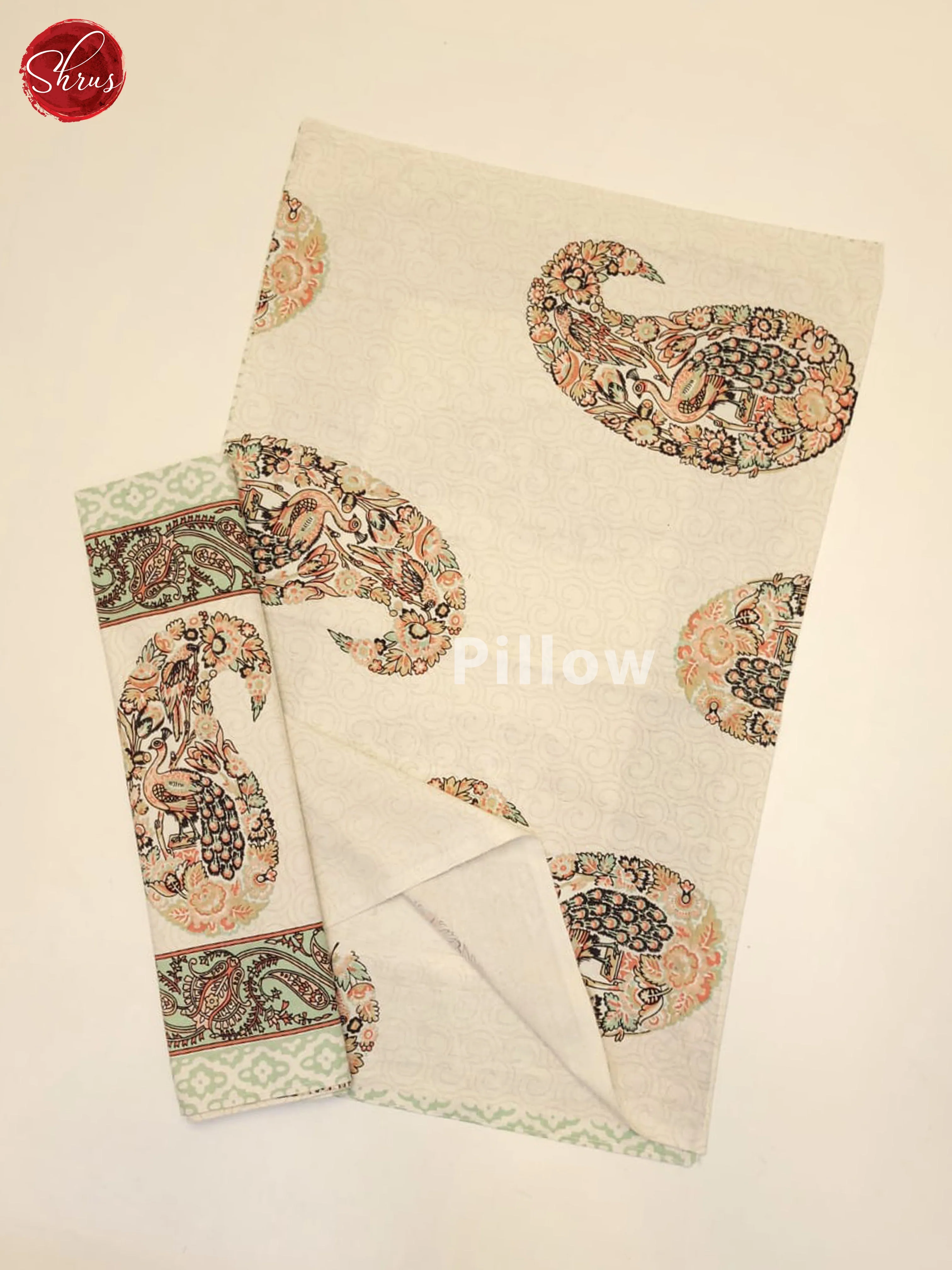 Cream & Green - Jaipuri Printed Double Bed Spread - Image 3