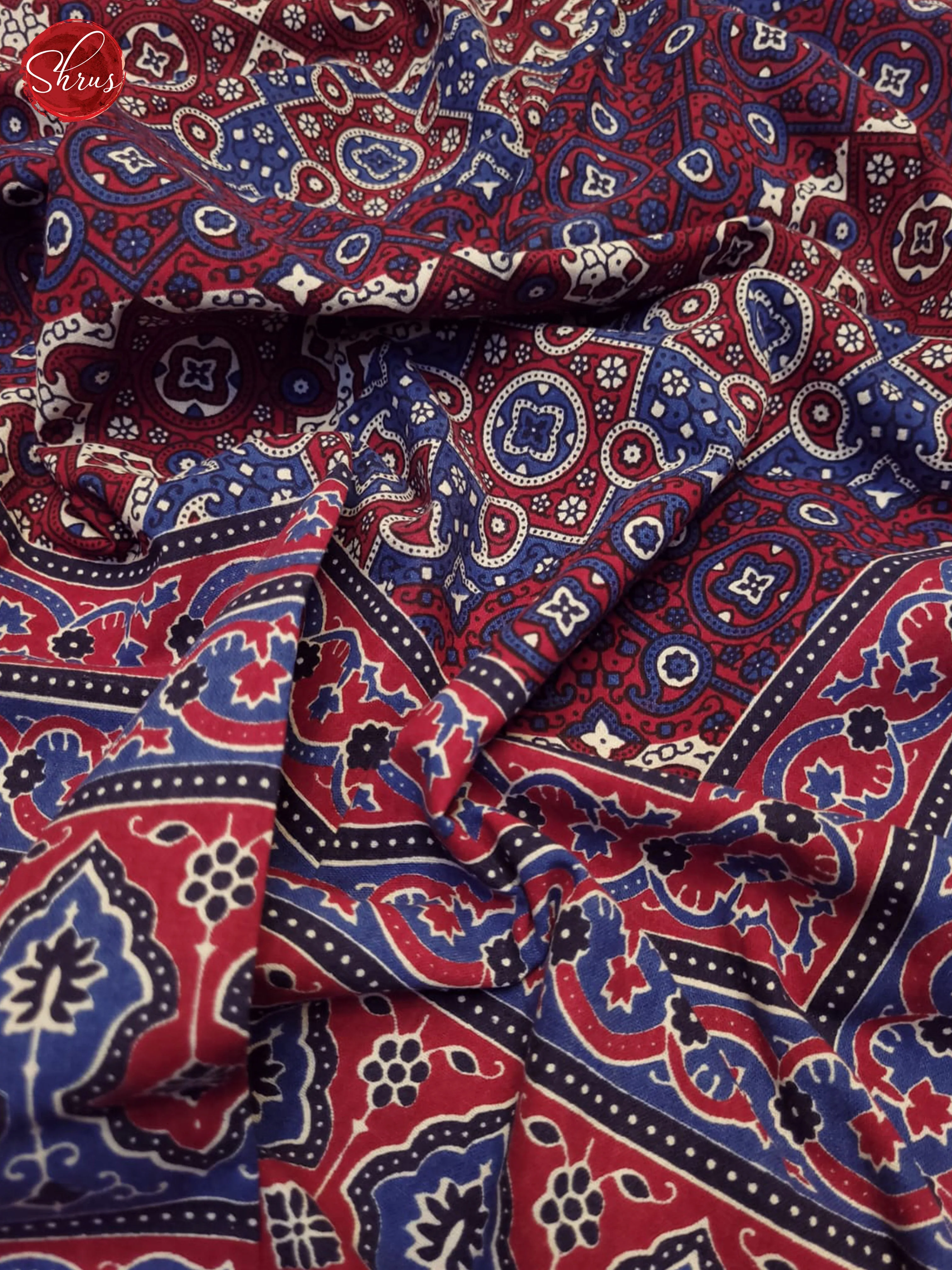 Blue & Red - Jaipuri Printed Double Bed Spread