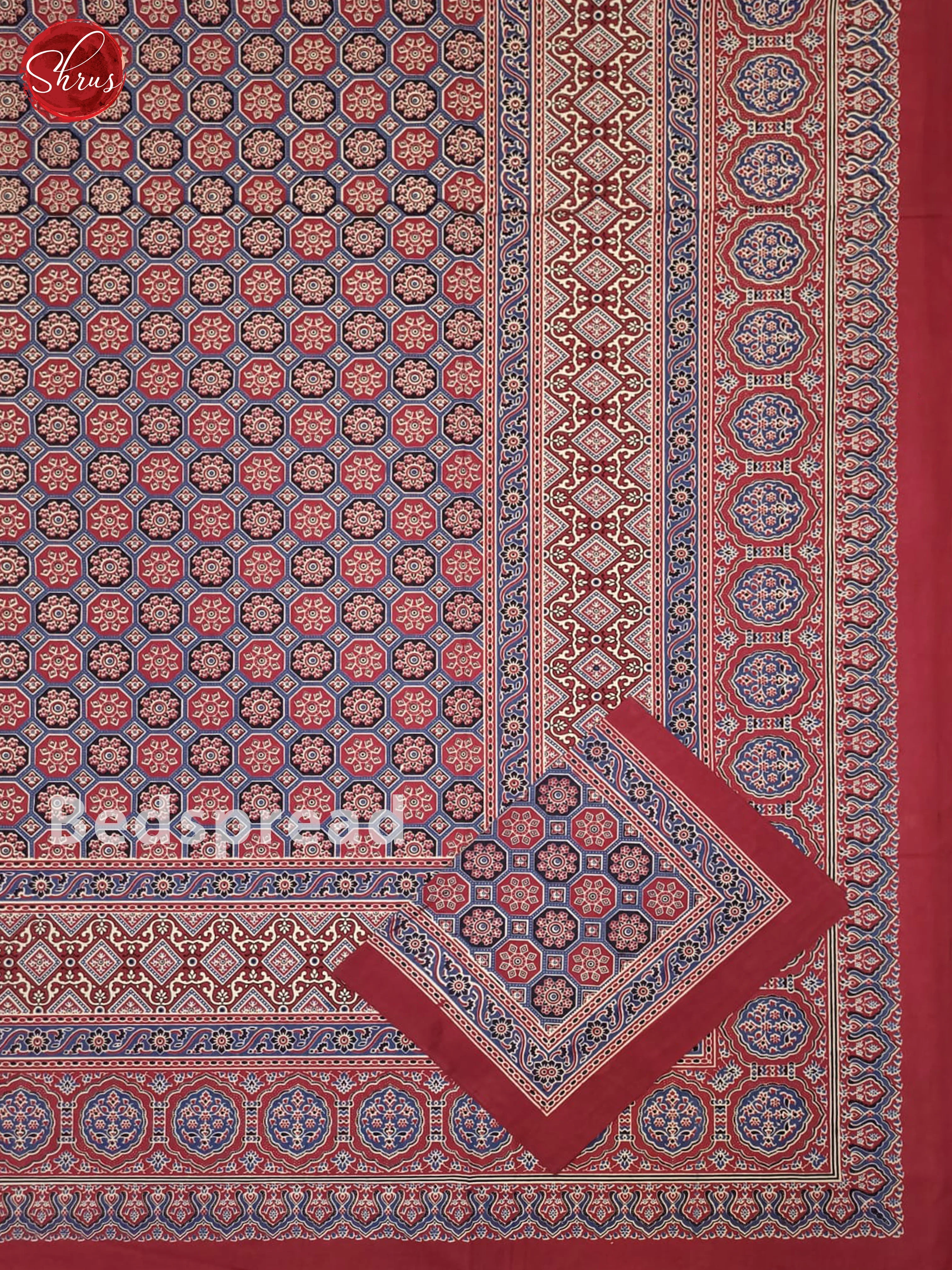 Red & Blue - Jaipuri Printed Double Bed Spread - Image 2