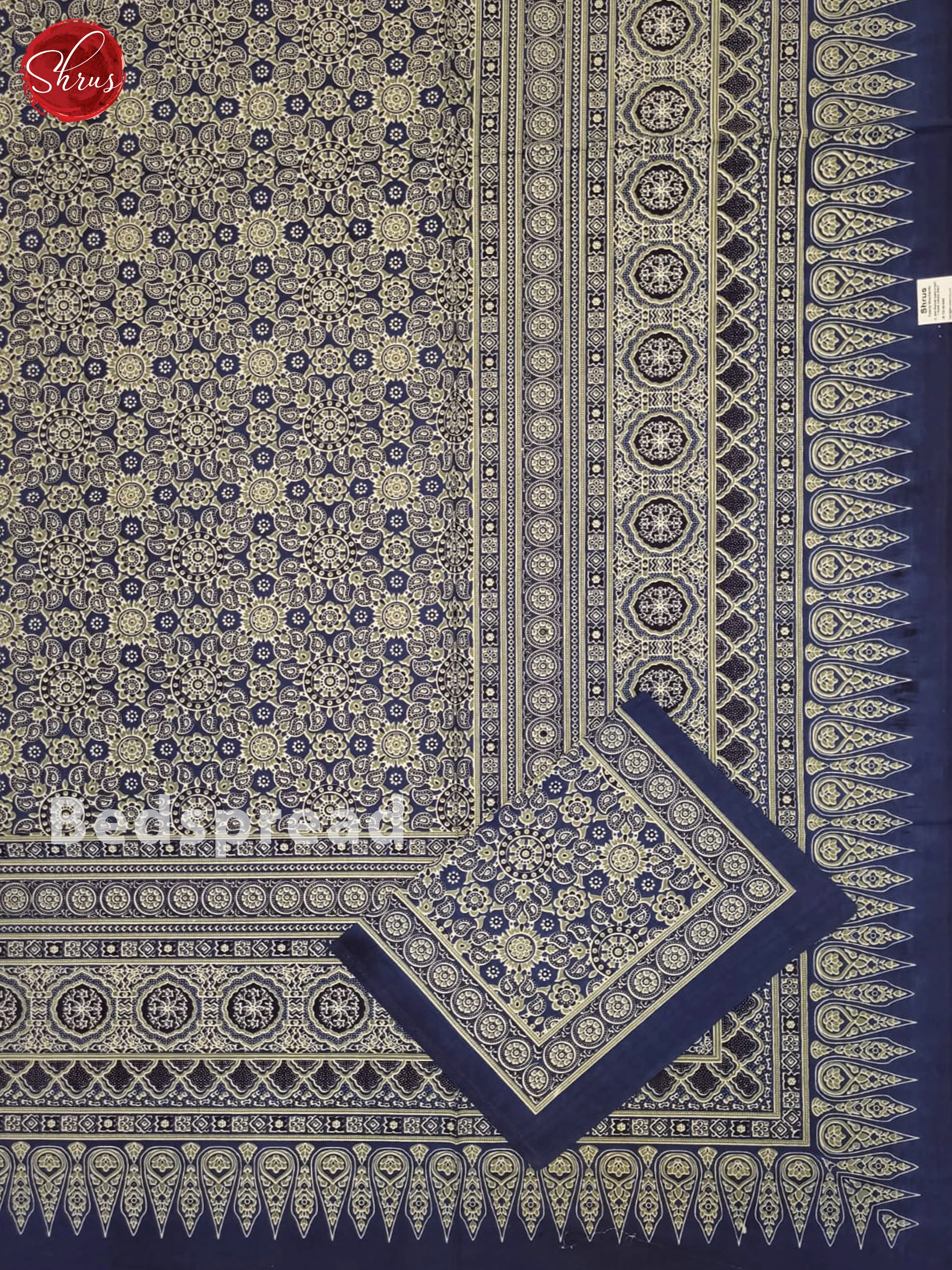 Blue & Cream - Jaipuri Printed Double Bedspread - Image 2