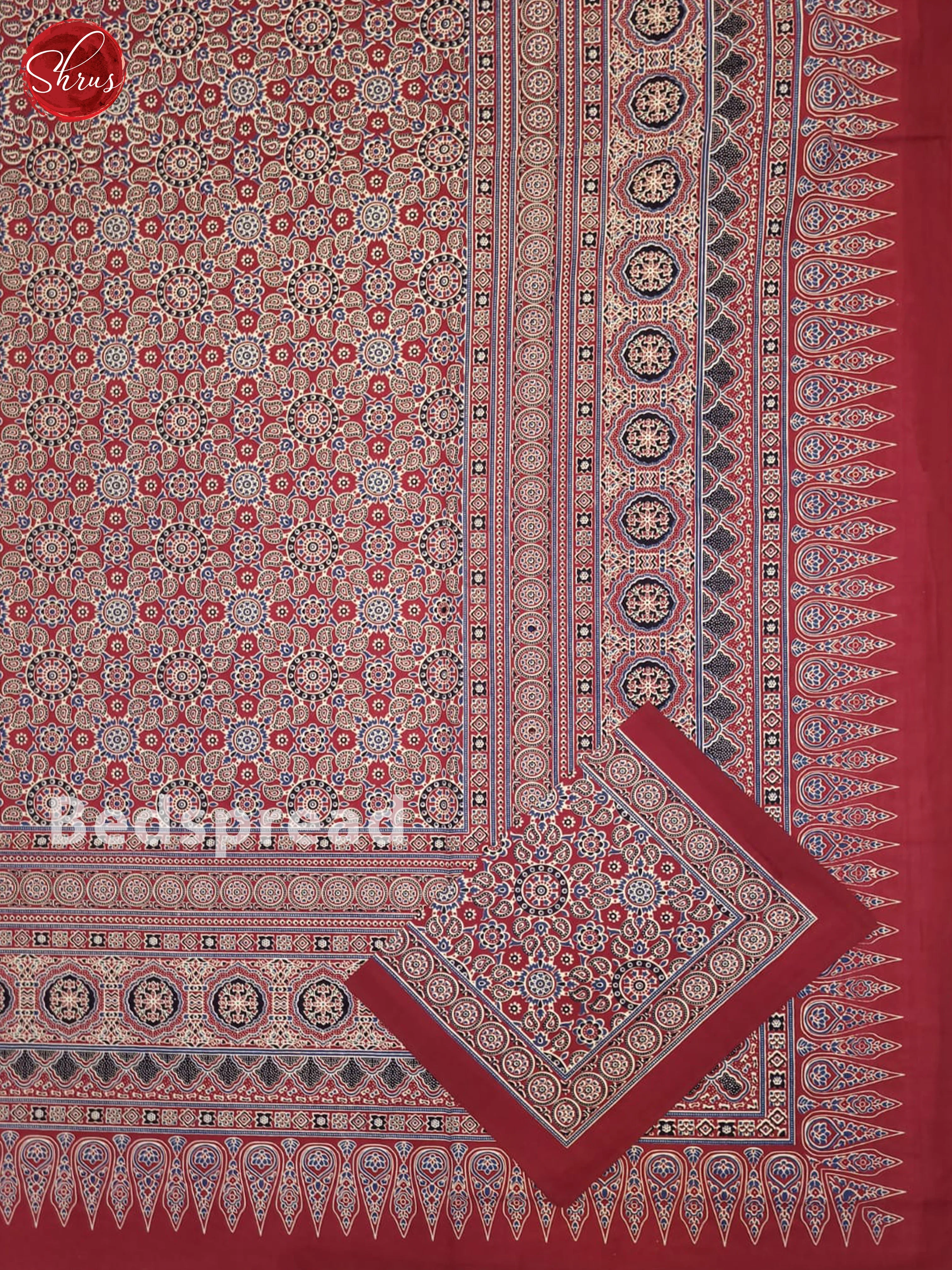 Red & Blue - Jaipuri Printed Double Bed Spread - Image 2