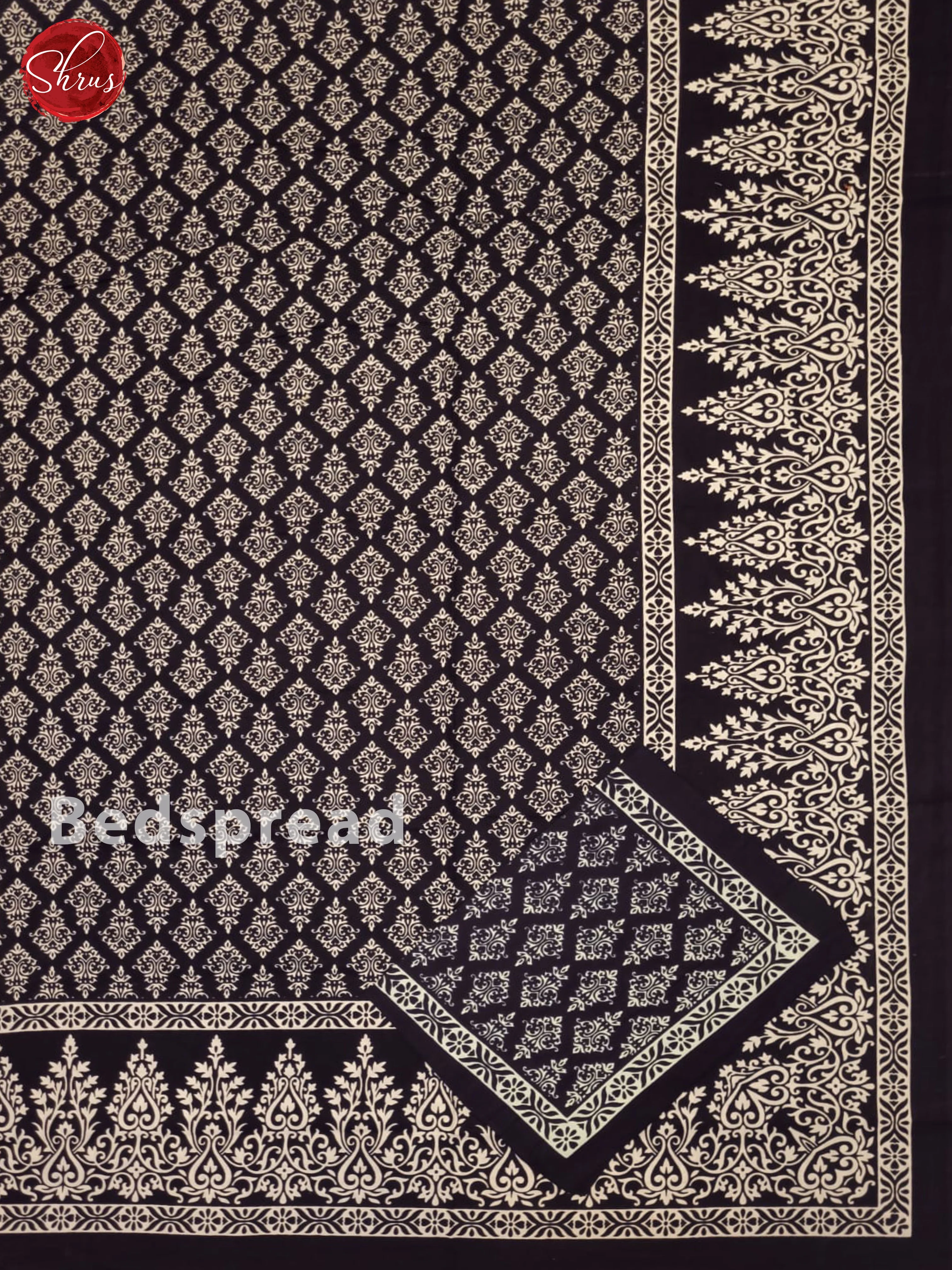 Black- Jaipuri Printed Double Bed Sheet - Image 2