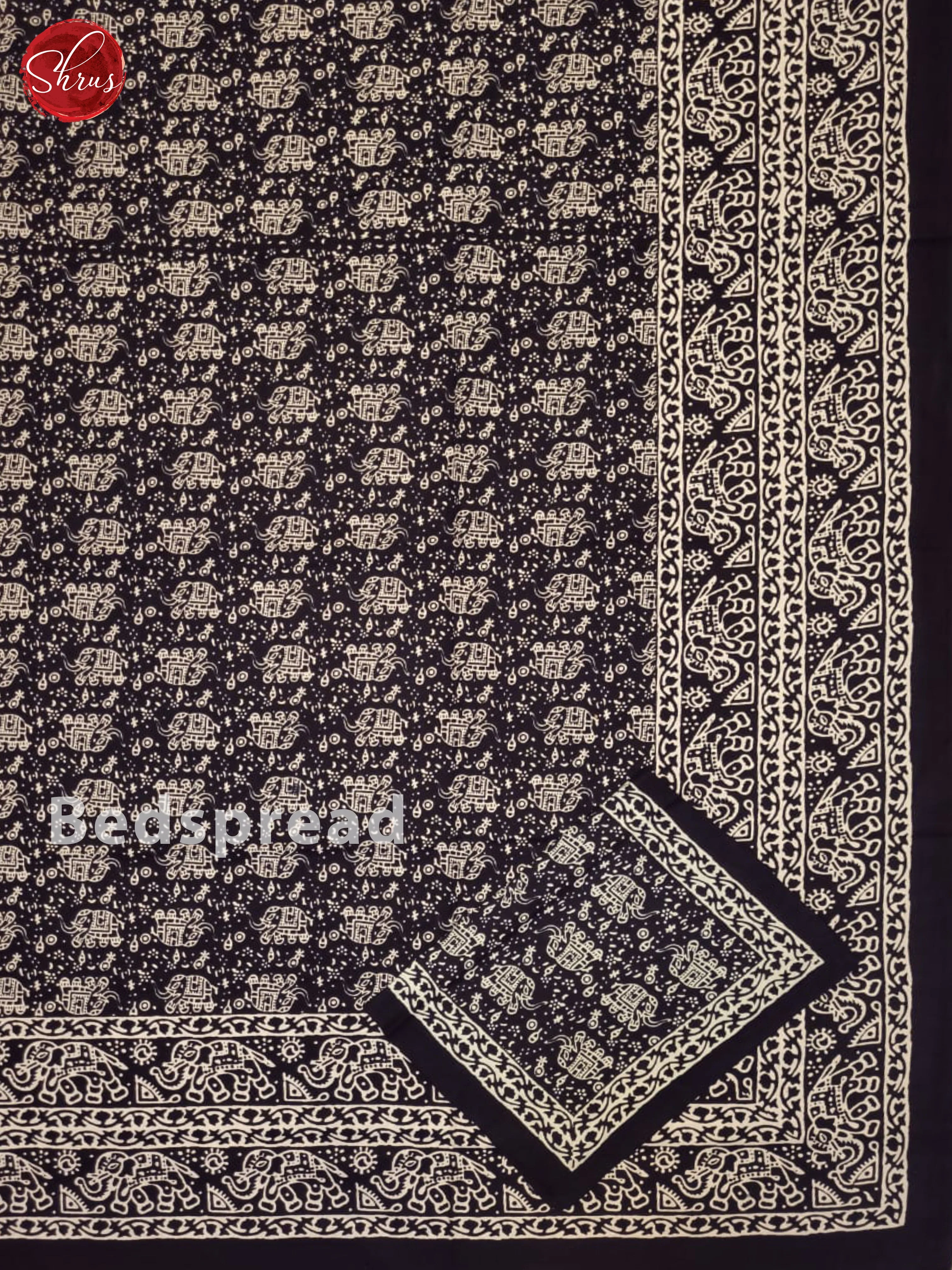 Black - Jaipuri Printed Double Bed Spread - Image 2