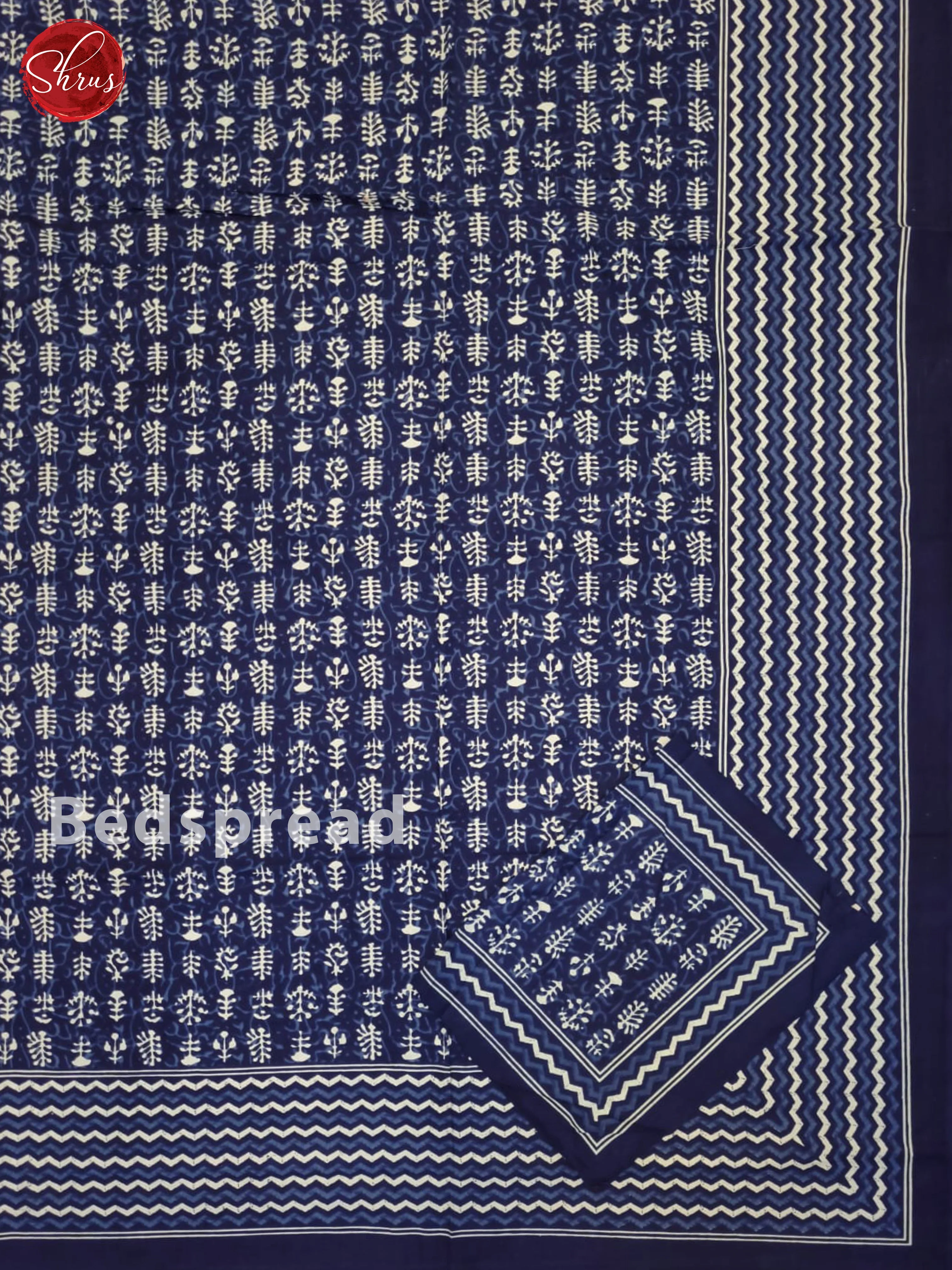 Blue & White -Jaipuri Printed Double Bed Spread - Image 2