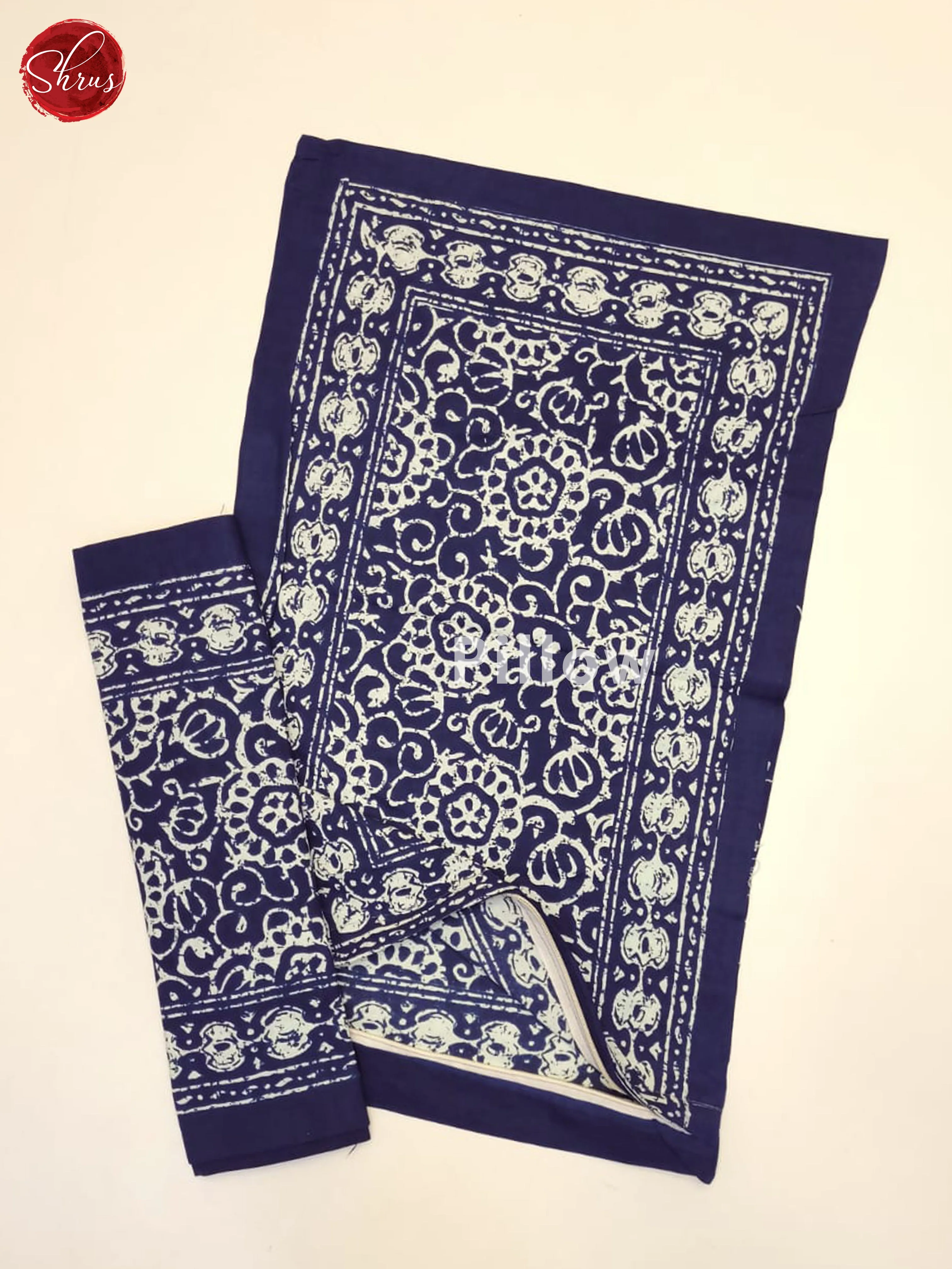 Blue & White - Jaipuri Printed Double Bedsheet - Image 3
