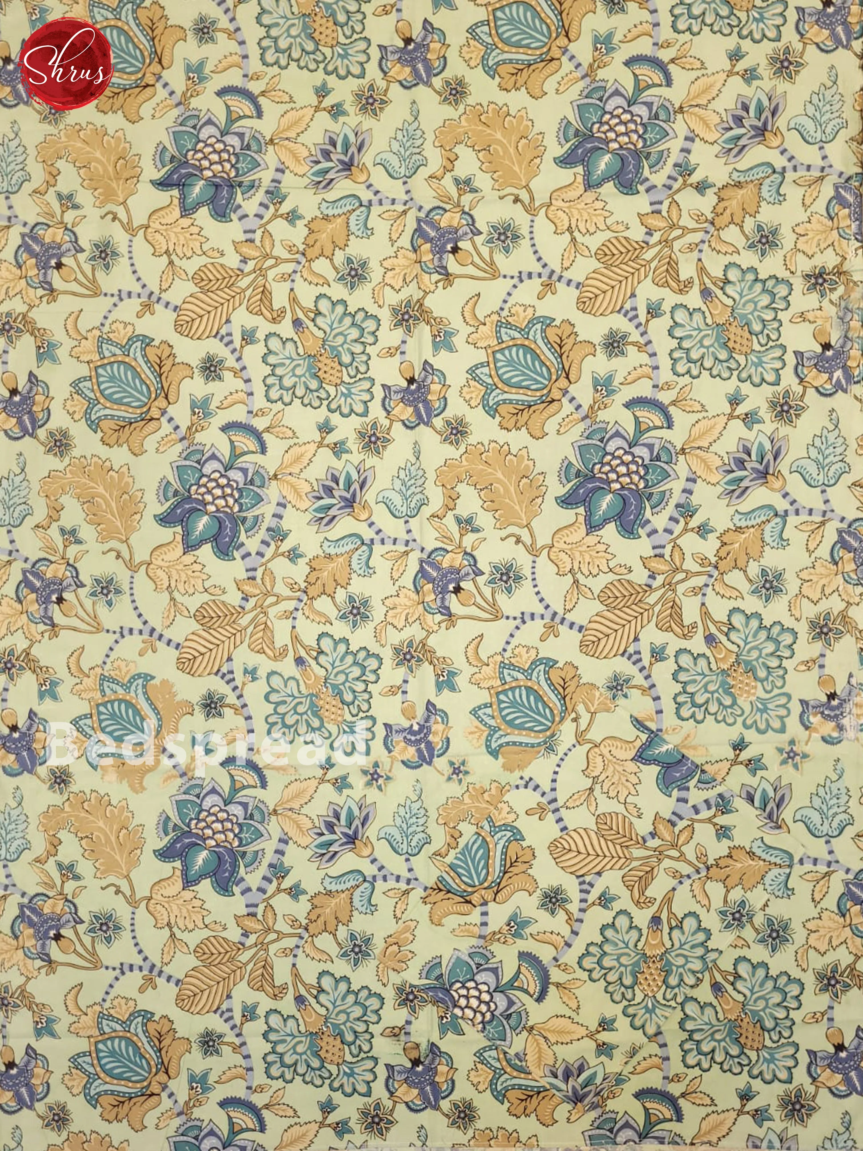 Light Green & Blue - Jaipuri Printed Double Bed Spread - Image 2