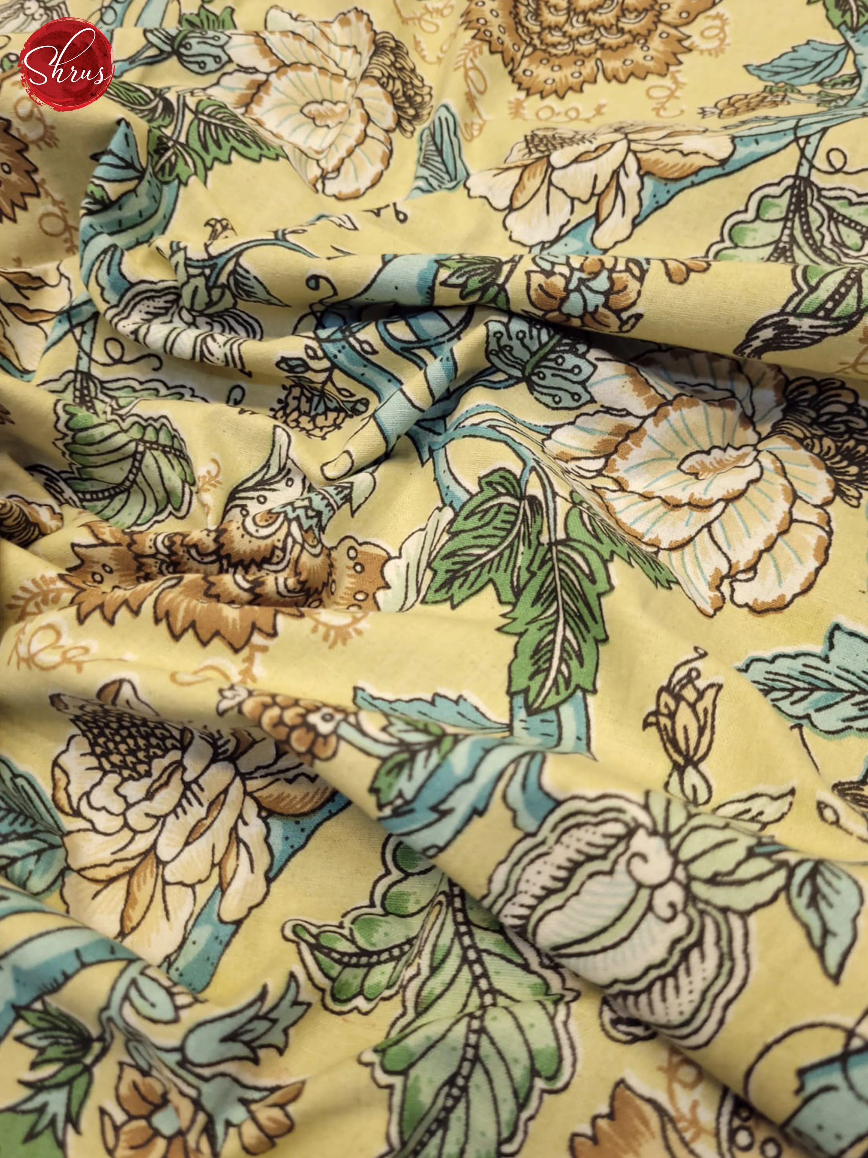 Beige & Blue - Jaipuri Printed Double Bed Spread