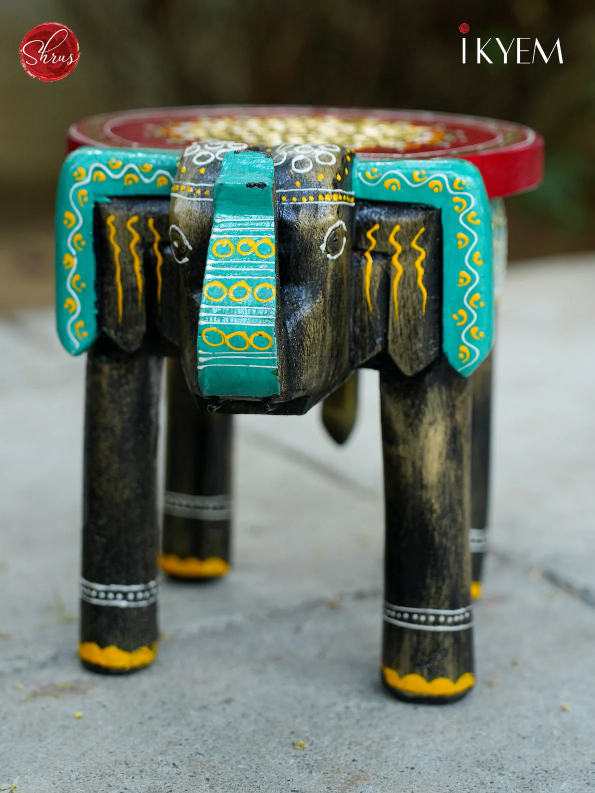 Hand Painted Elephant Stool