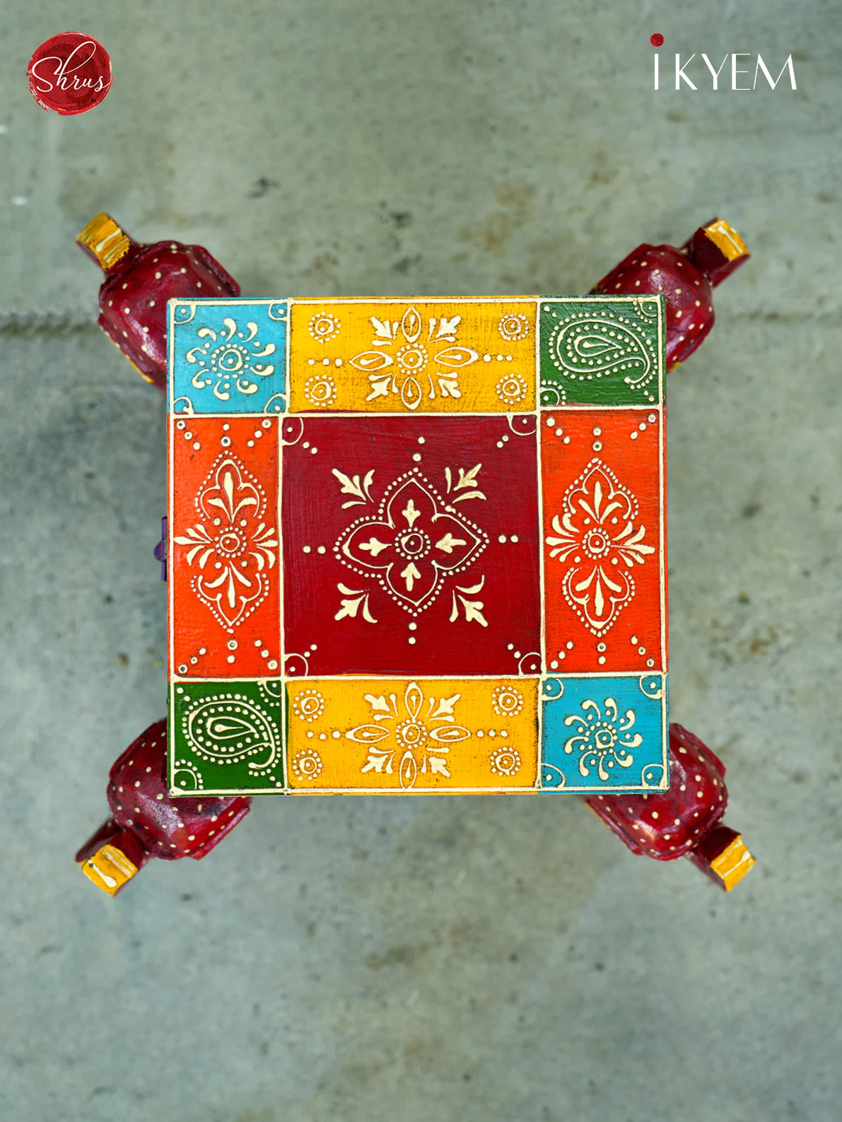 Wooden Hand Painted Storage Box - Image 3