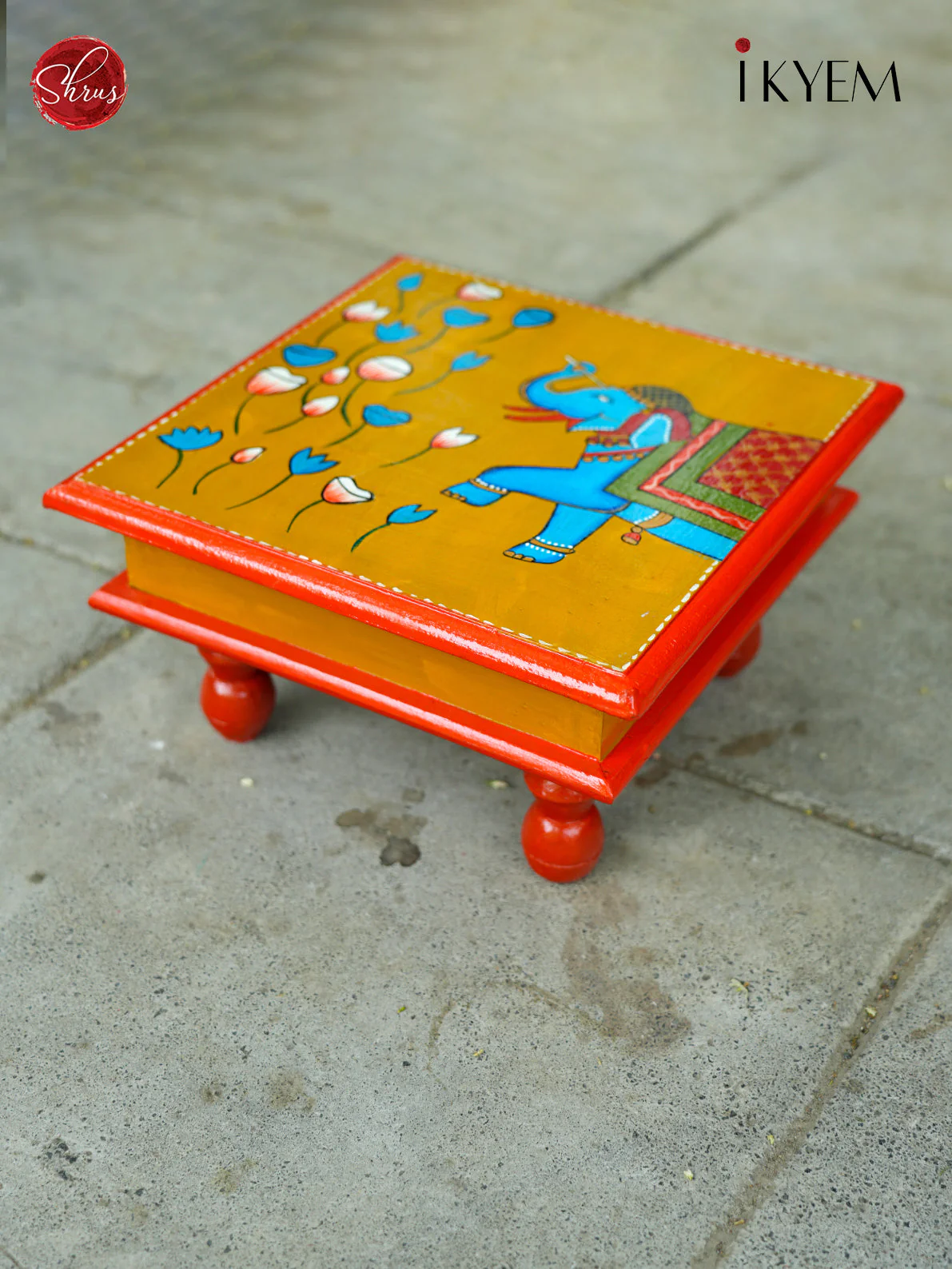 Wooden Hand painted Chowki - Image 2