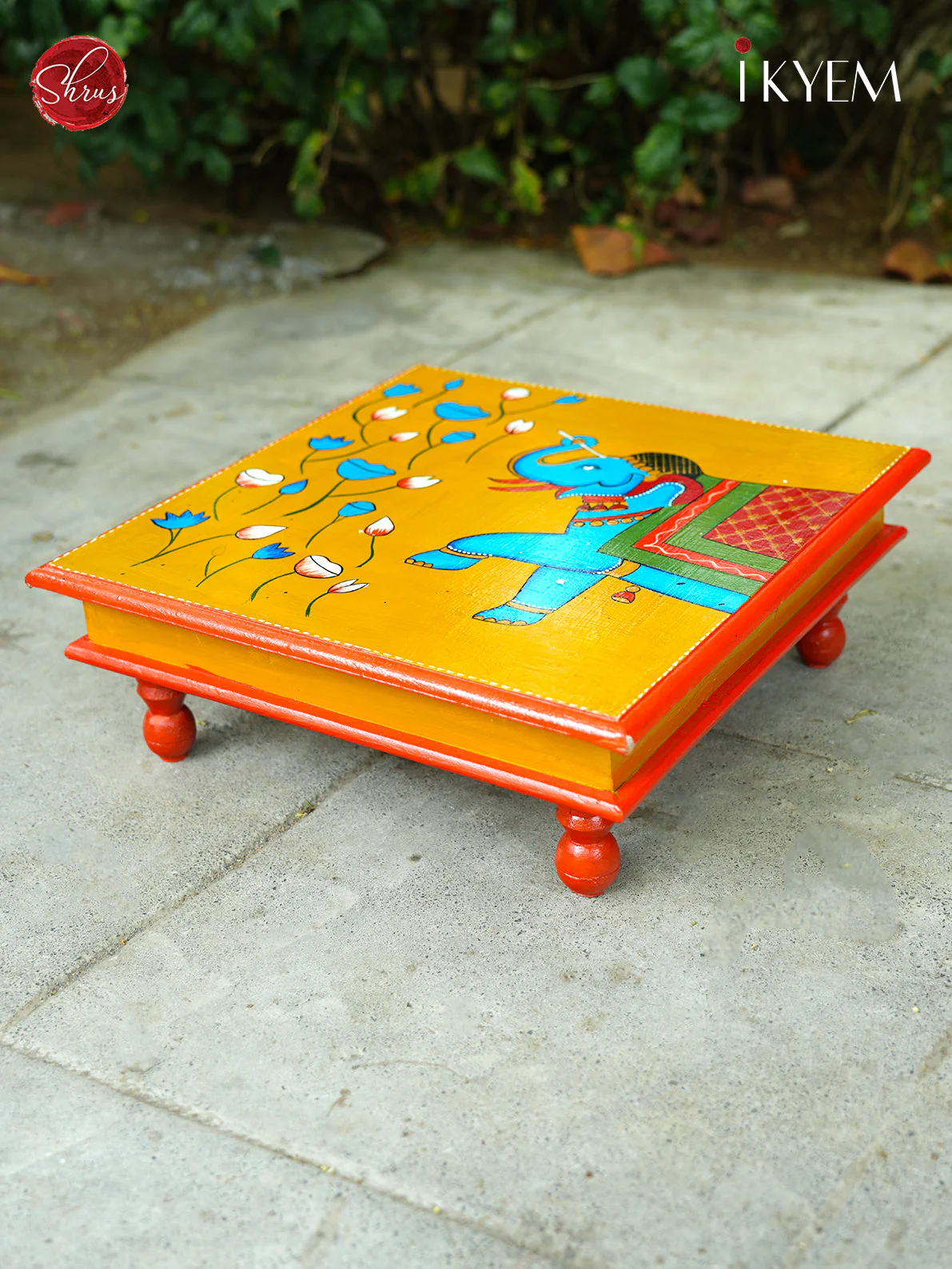 Hand Painted Wooden Square Chowki
