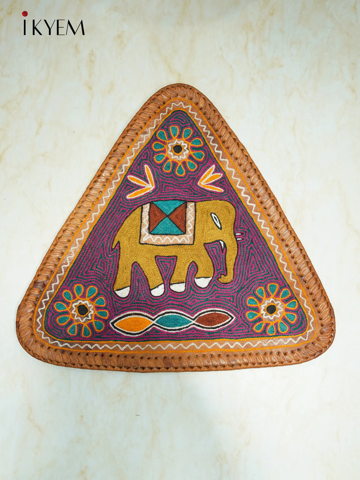 Leather Wooden Stool - Image 2