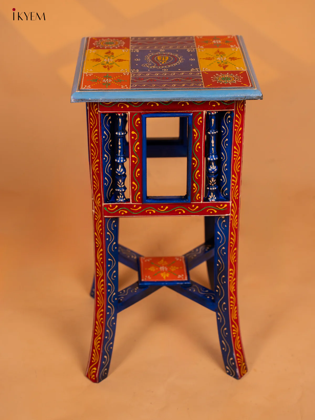 Hand painted Wooden Stool - 20 Inch - 4EJ04001 - Image 6