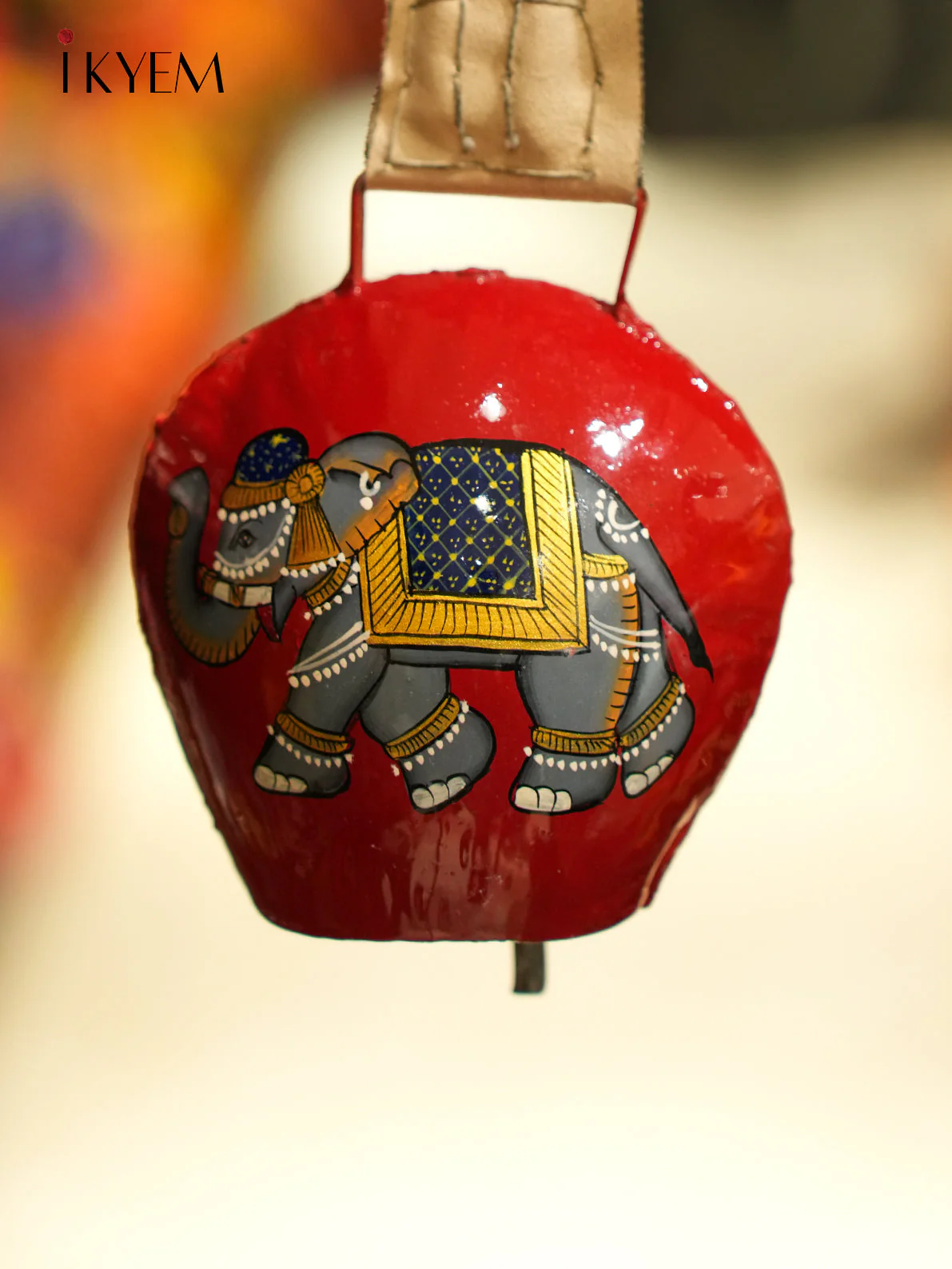 Red Elephant Hand painted Cow Bell - Image 2