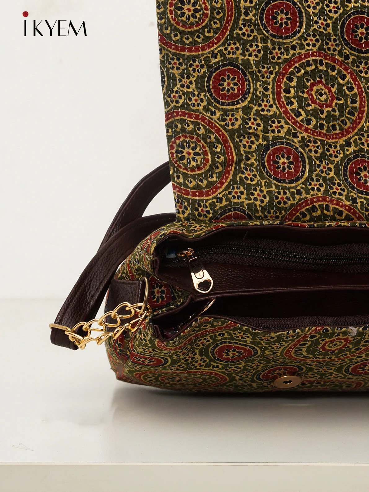 Green - Ajrakh Hand bag - Image 3