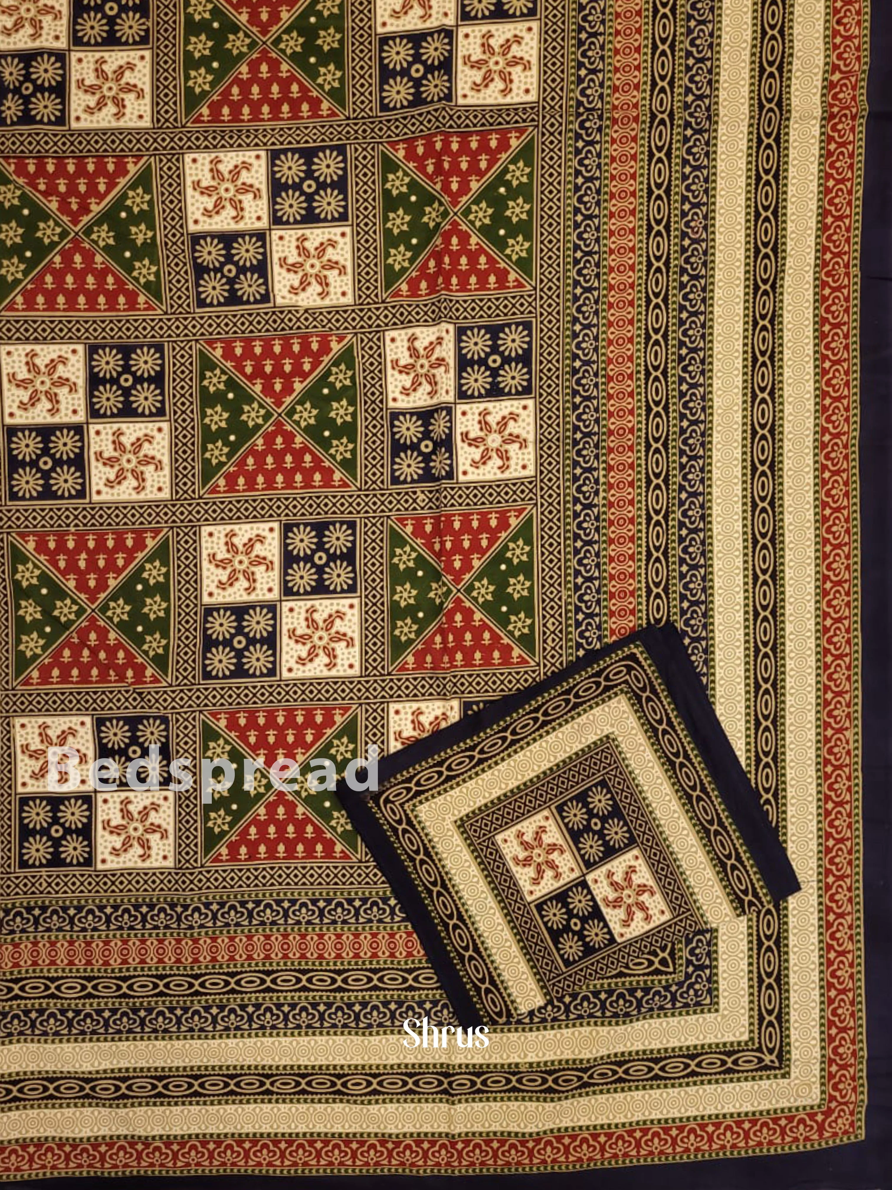 Navy Blue & Beige - Bed Spreads - Image 2