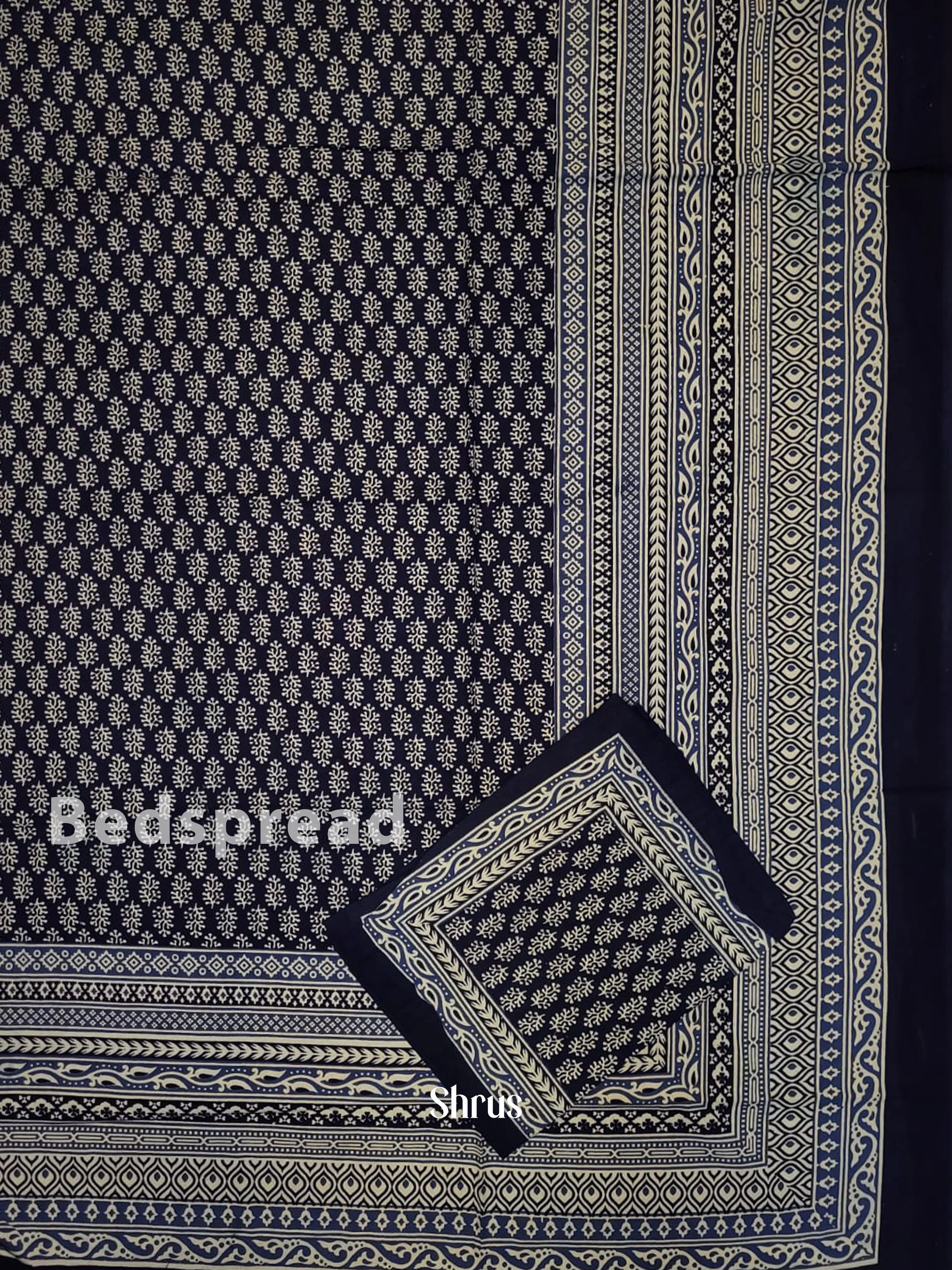 Navy Blue & Cream - Bed Spreads - Image 2