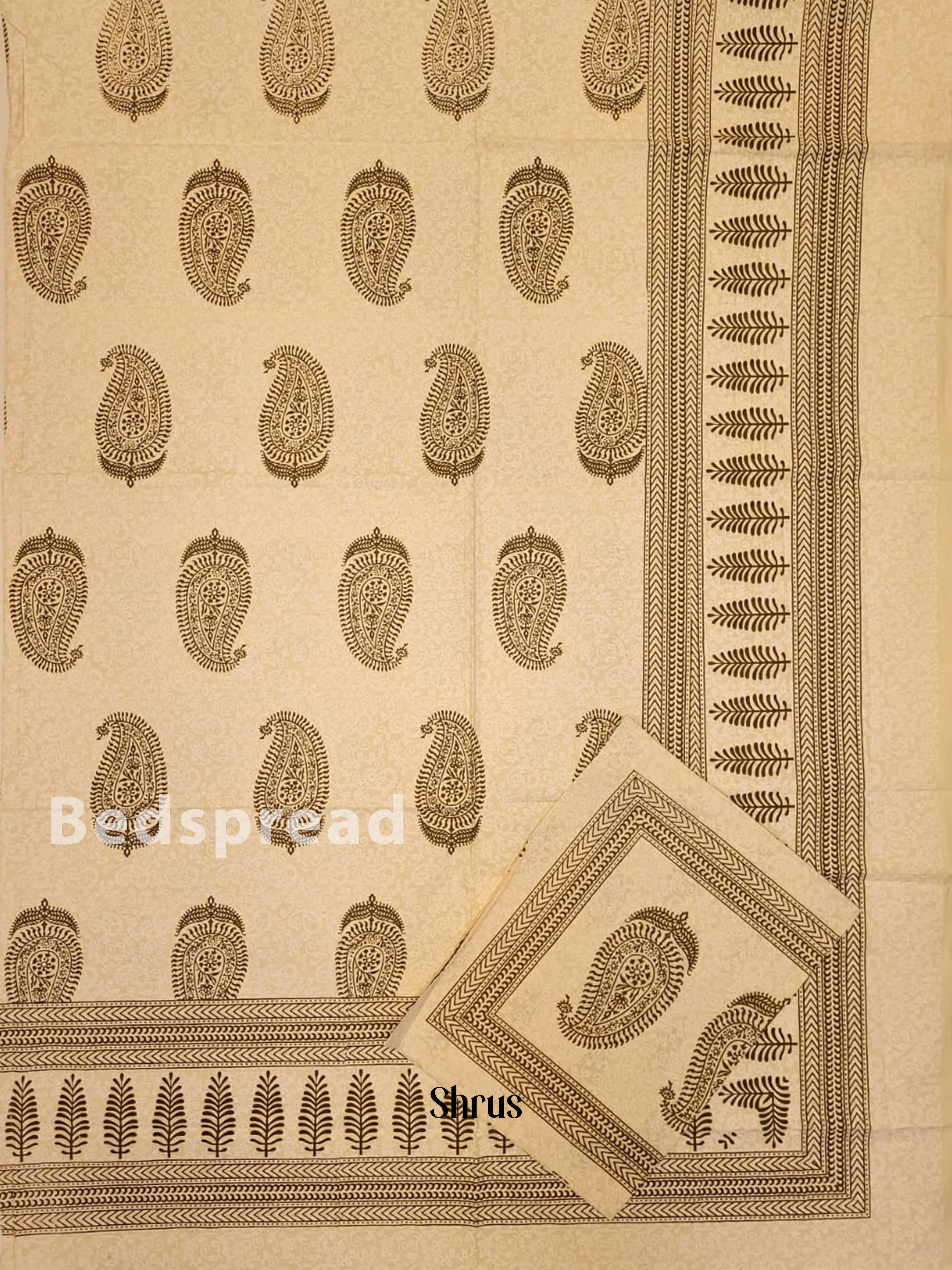 Beige & Mehandi Green - Bed Spreads - Image 2