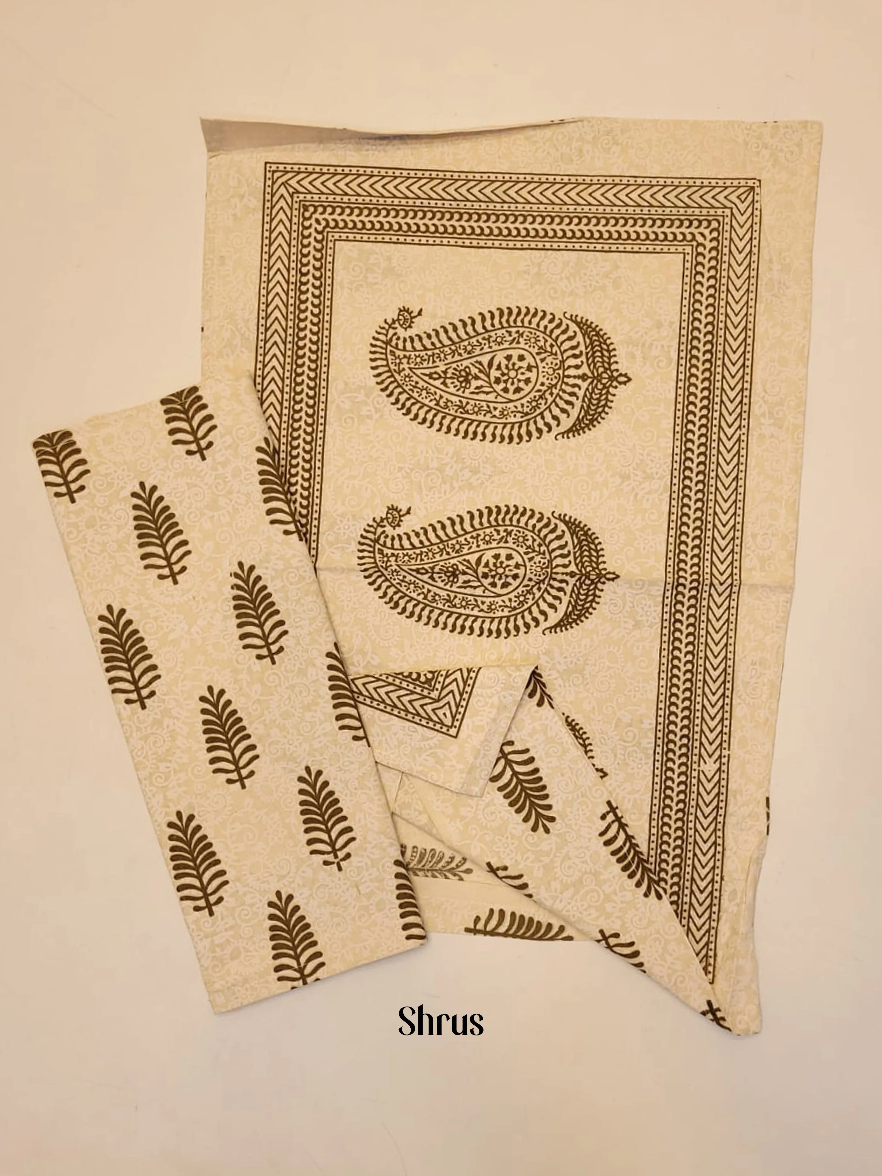 Beige & Mehandi Green - Bed Spreads - Image 3