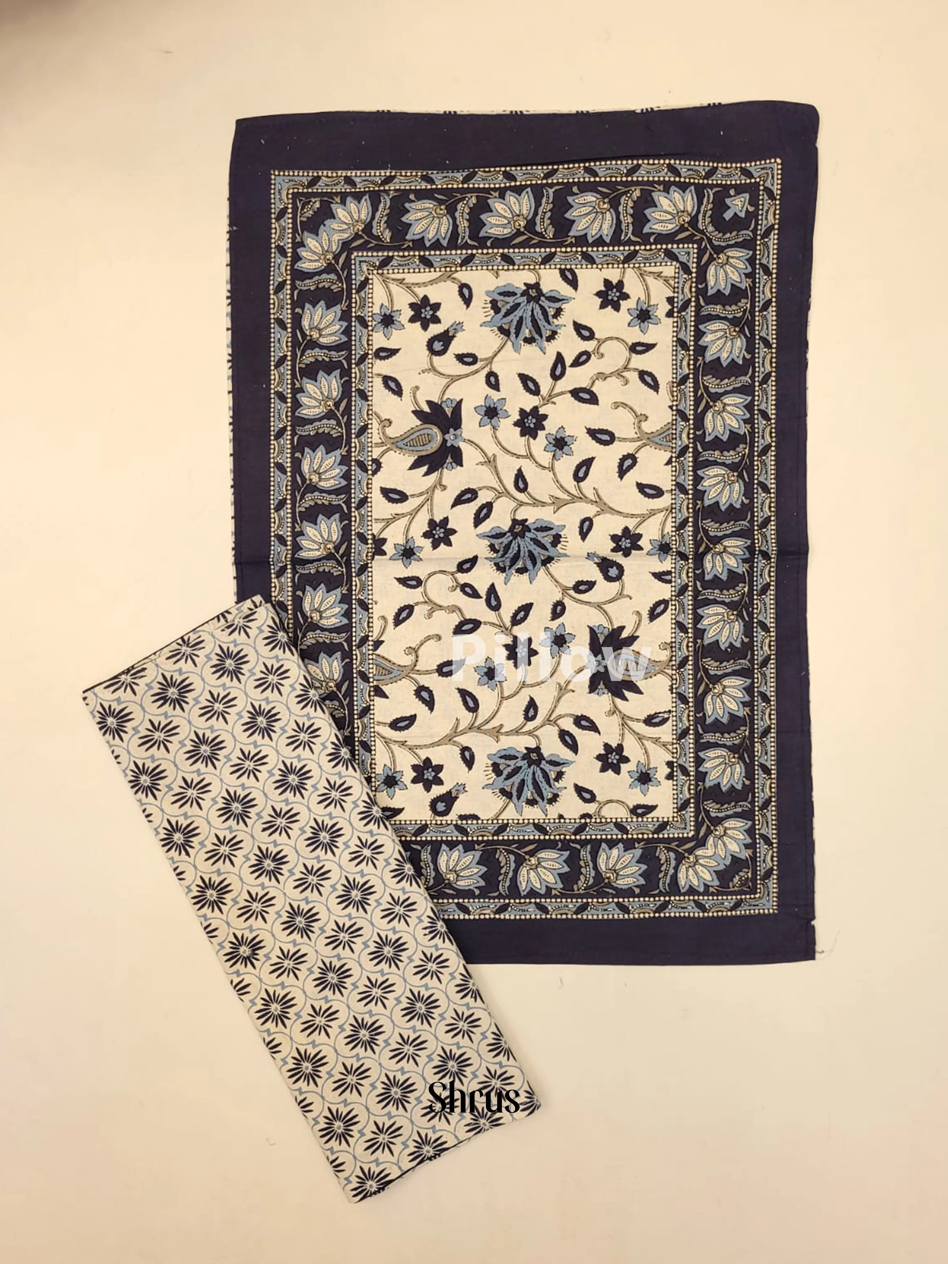 Cream & Indigo Blue - Bed Spreads - Image 3